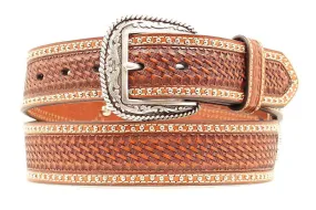 1 1/2'' Scallop Ostrich Print Inlay Belt