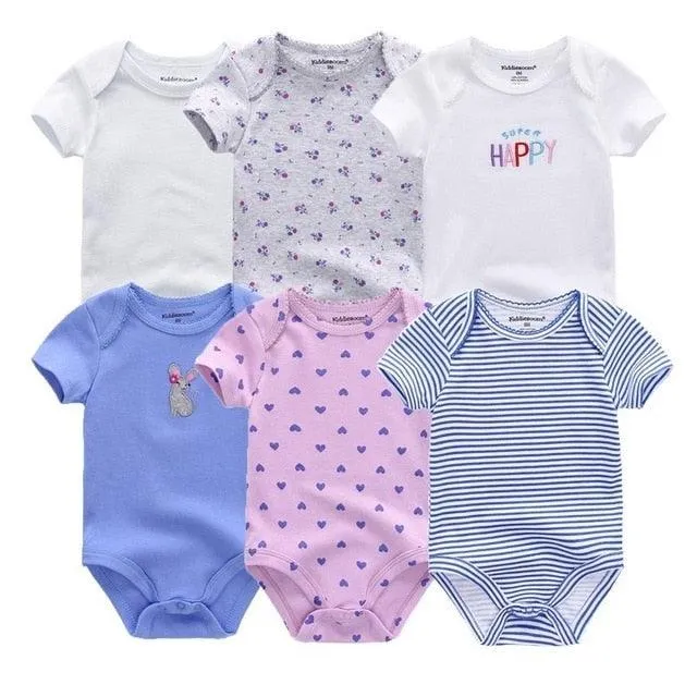 6pcs/lot Baby Bodysuit Fashion body Suits Short Sleeve Newborn Infant Jumpsuit Cartoon kids baby girl clothes