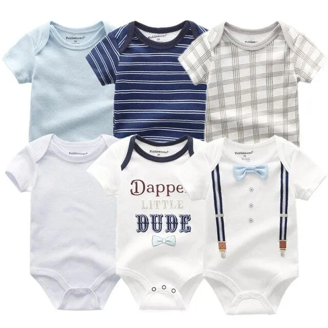 6pcs/lot Baby Bodysuit Fashion body Suits Short Sleeve Newborn Infant Jumpsuit Cartoon kids baby girl clothes