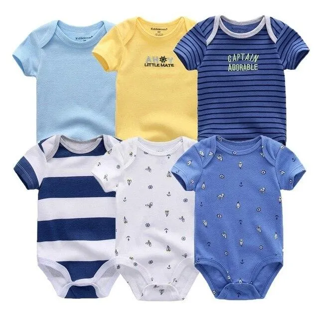 6pcs/lot Baby Bodysuit Fashion body Suits Short Sleeve Newborn Infant Jumpsuit Cartoon kids baby girl clothes