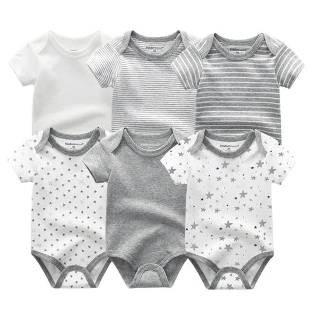 6pcs/lot Baby Bodysuit Fashion body Suits Short Sleeve Newborn Infant Jumpsuit Cartoon kids baby girl clothes