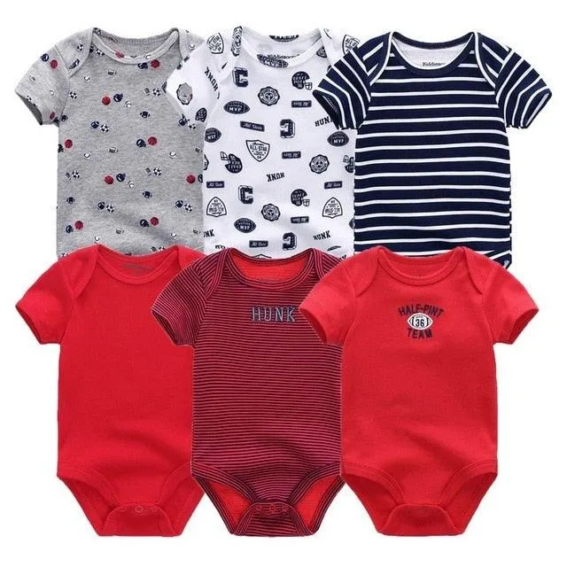 6pcs/lot Baby Bodysuit Fashion body Suits Short Sleeve Newborn Infant Jumpsuit Cartoon kids baby girl clothes