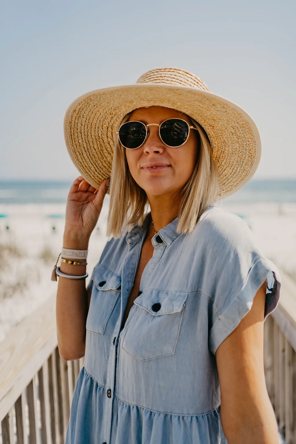 A Shady Spot Short Brim Bucket Hat with Nude Band in Natural Tan