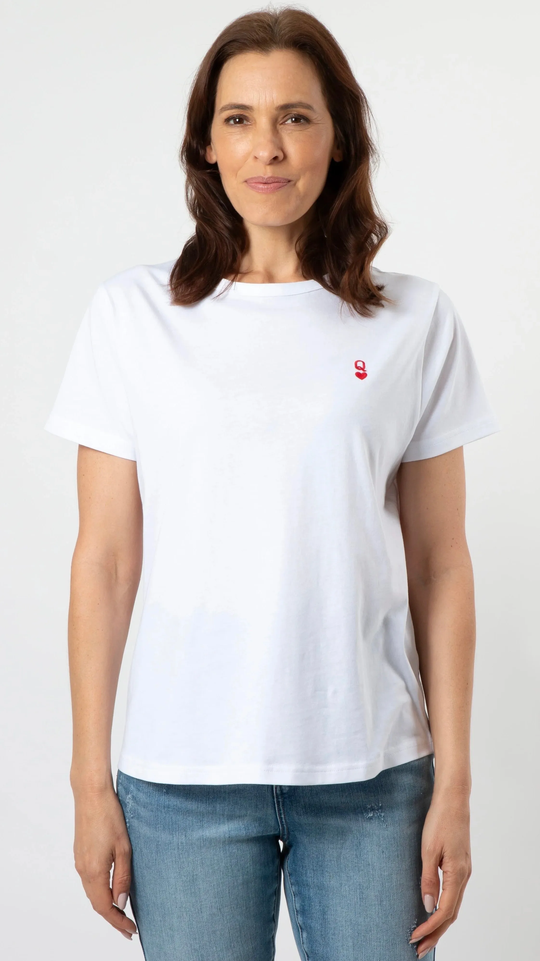 Ace Tee Queen of Hearts White