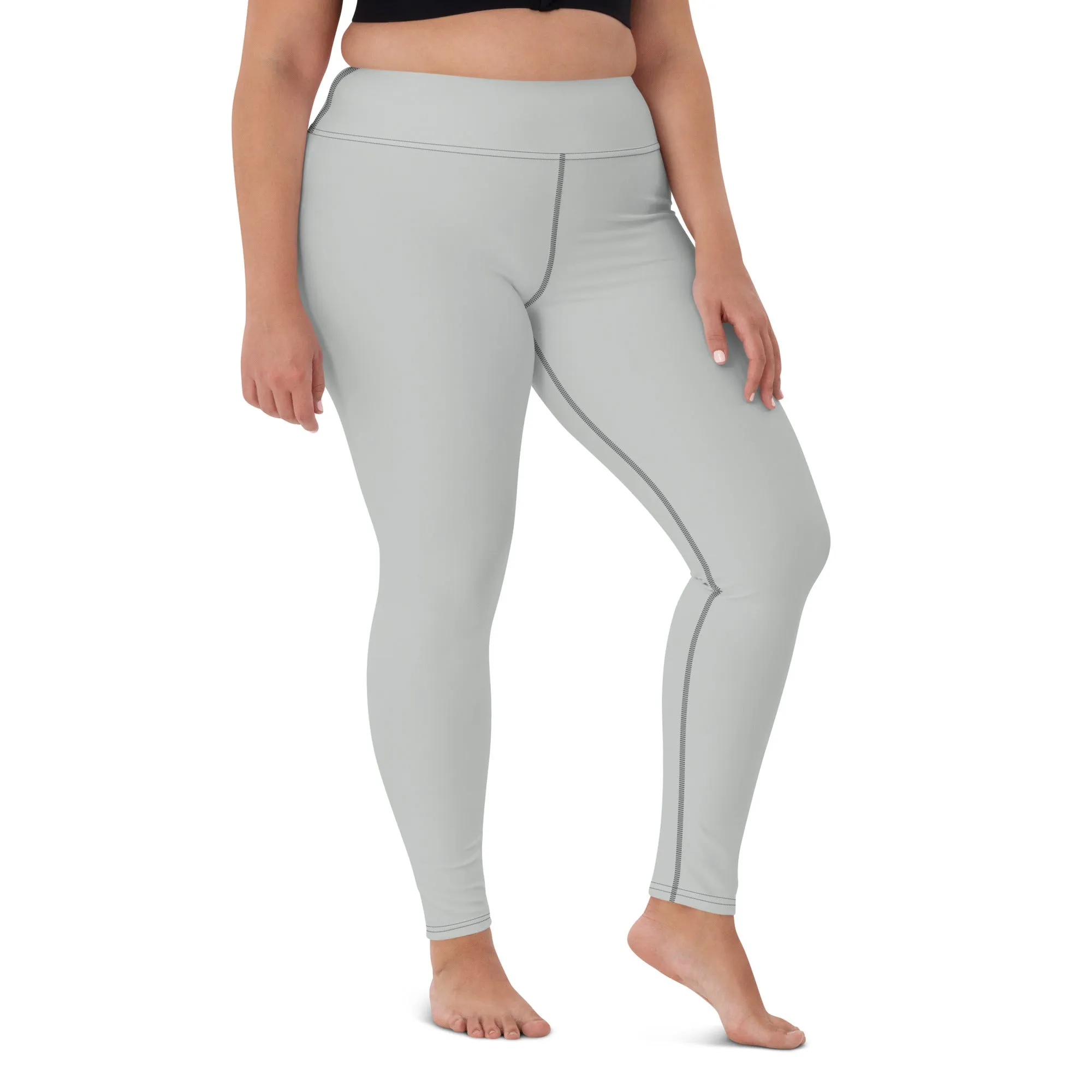 Active Chic: Women's Solid Color Yoga Pants Leggings - Smoke