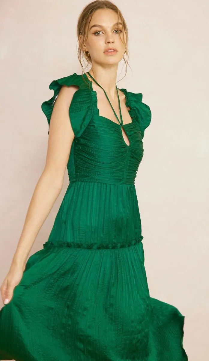 Allure Satin Dress Hunter Green