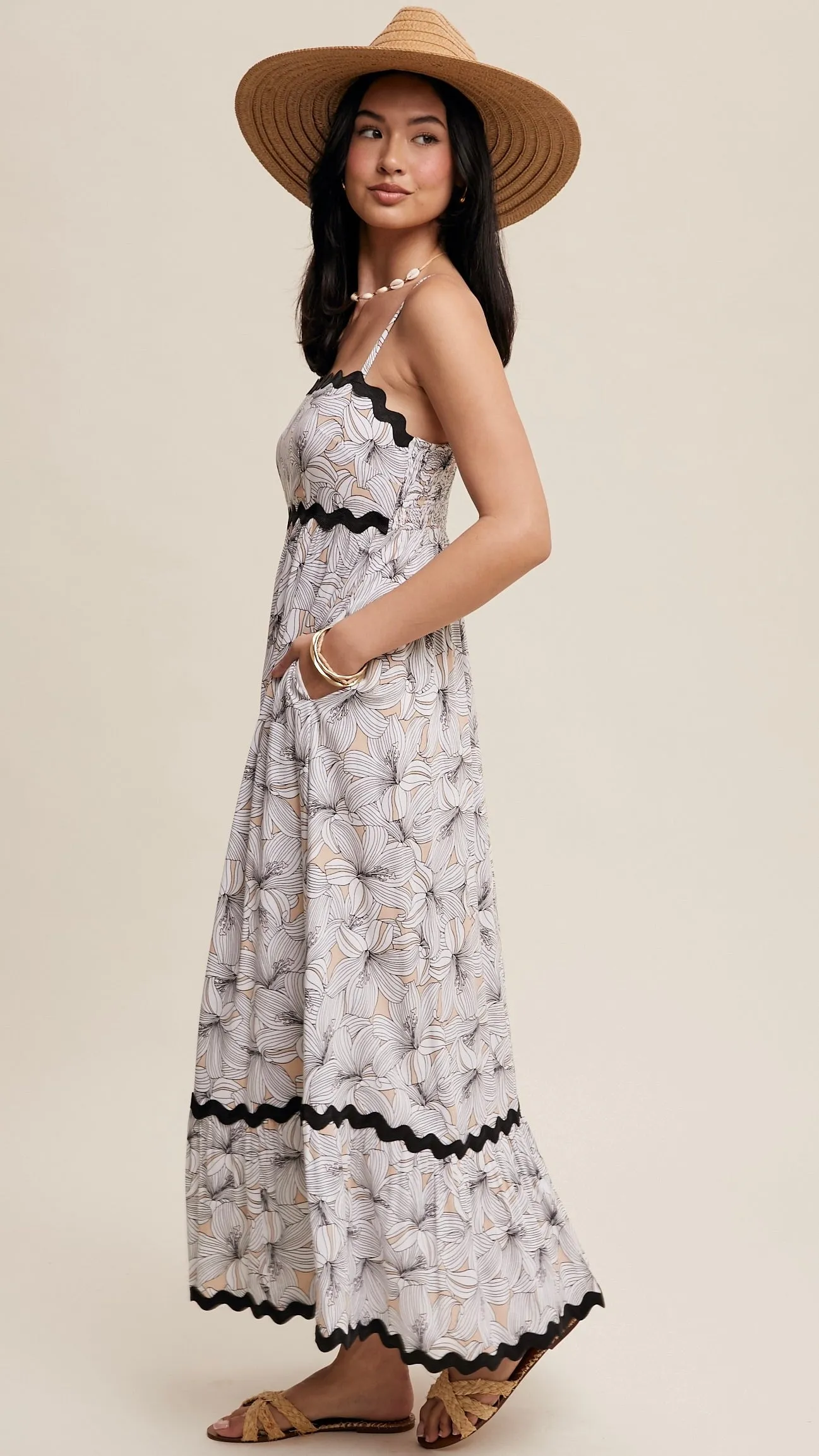 Aloha Wave Trimmed Maxi Dress