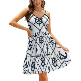 Anchor And Wheel Nautical-Navy And White Sling Dress