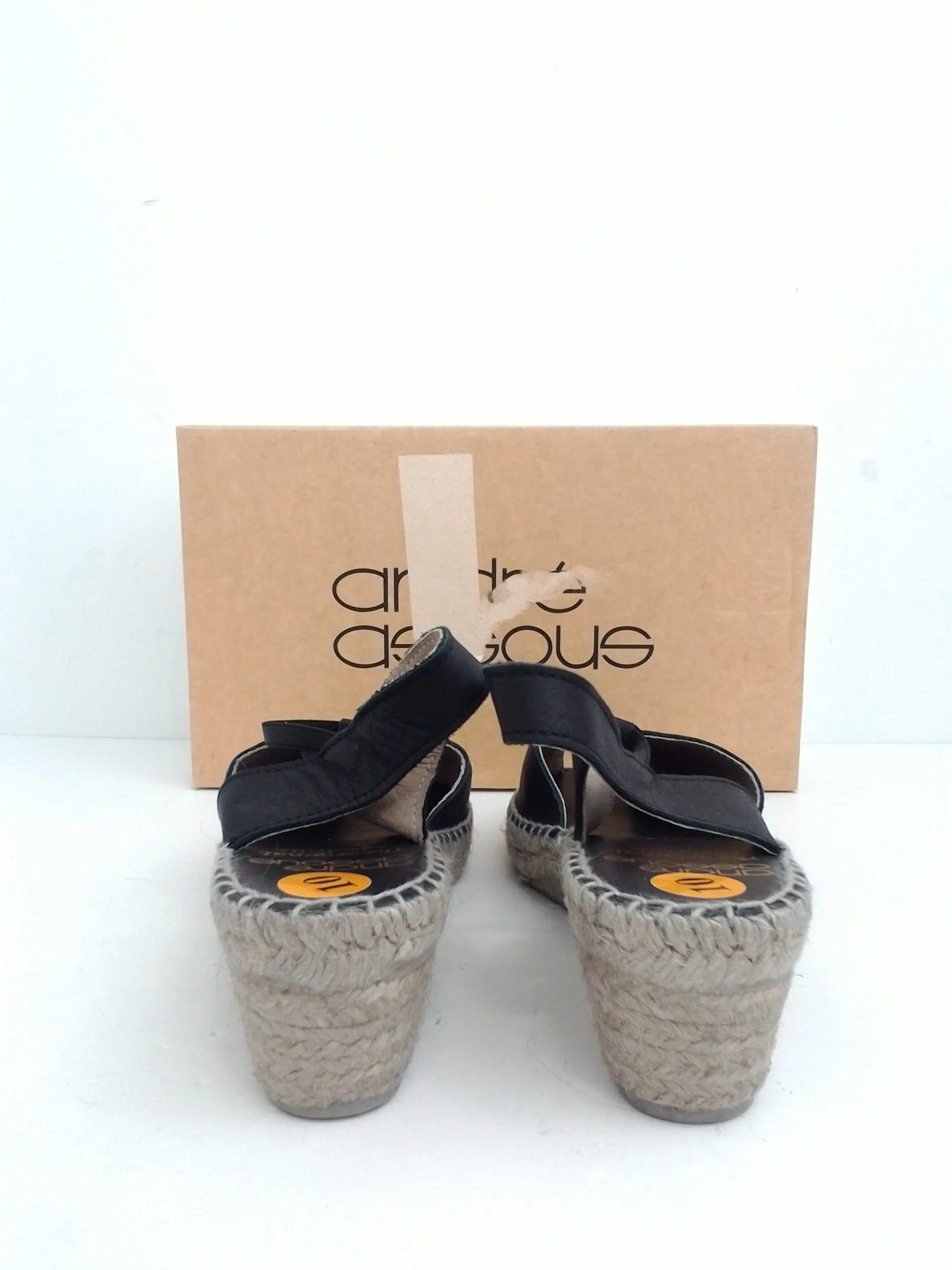 Andre Assous Women's Black Daity Wedge Espadrille Sandal Size 10 M