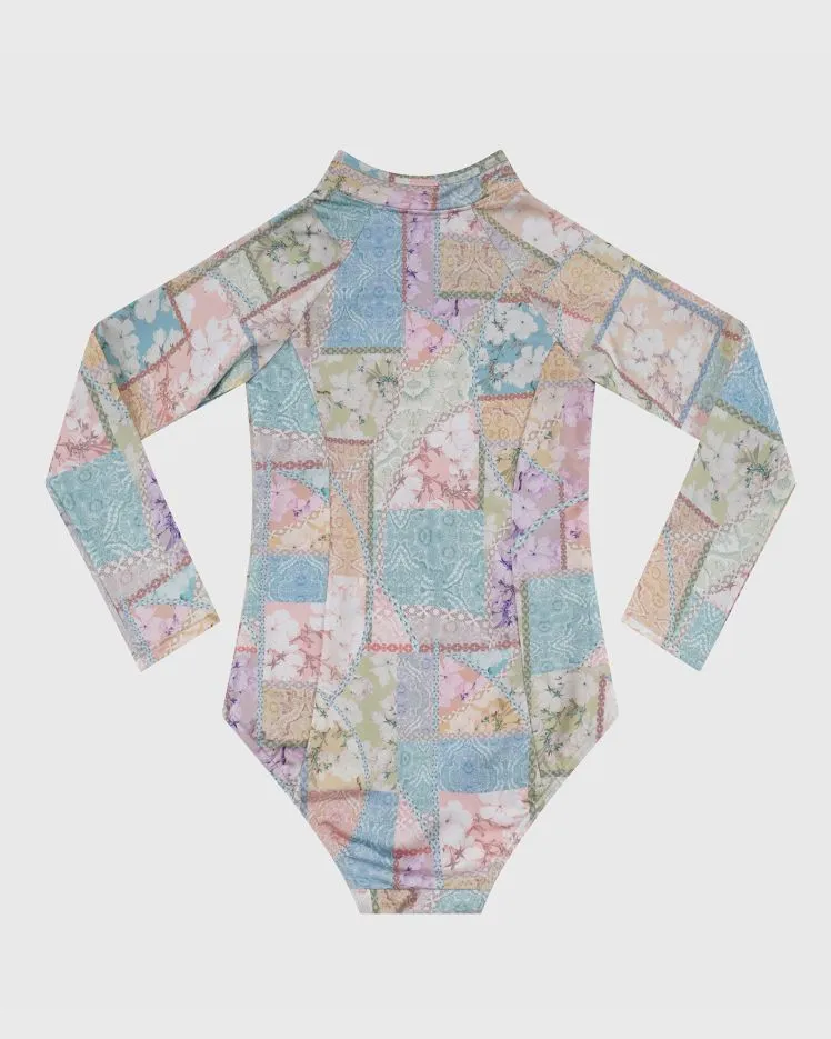 Aqua Blu Girls Long Sleeve One Piece - Brindle