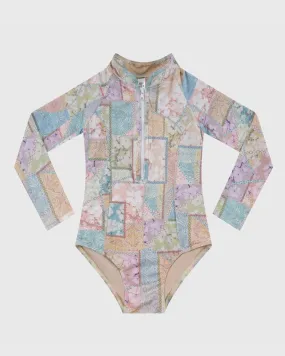 Aqua Blu Girls Long Sleeve One Piece - Brindle