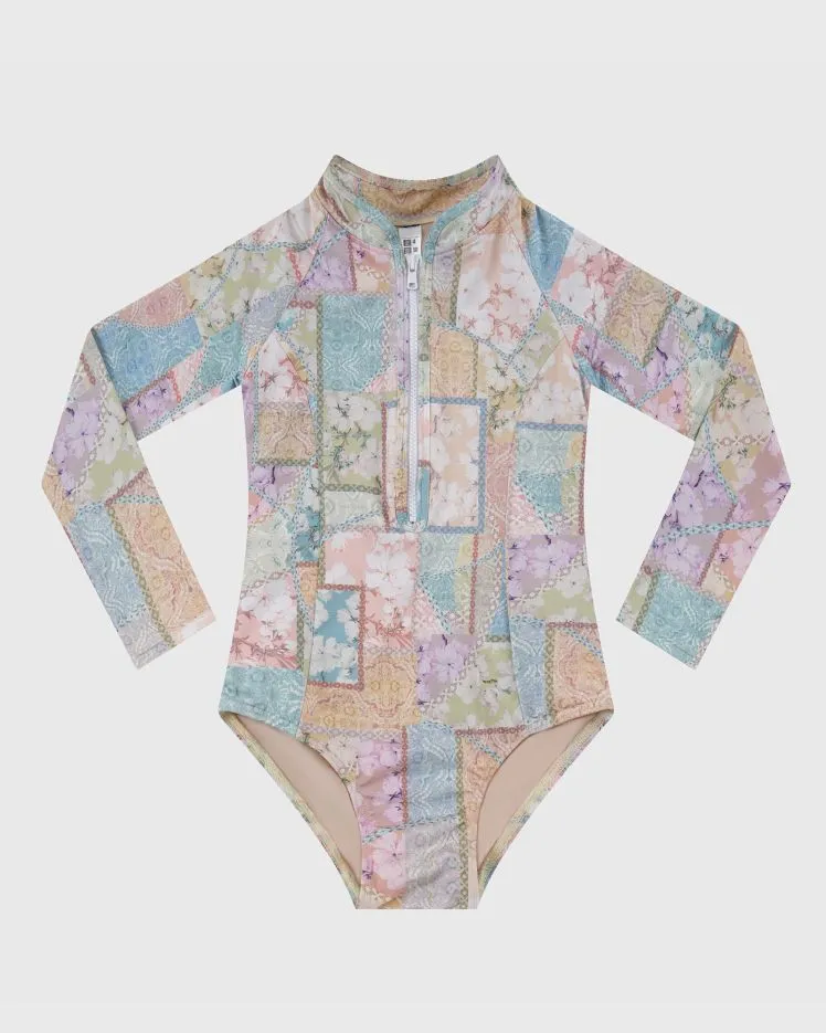 Aqua Blu Girls Long Sleeve One Piece - Brindle