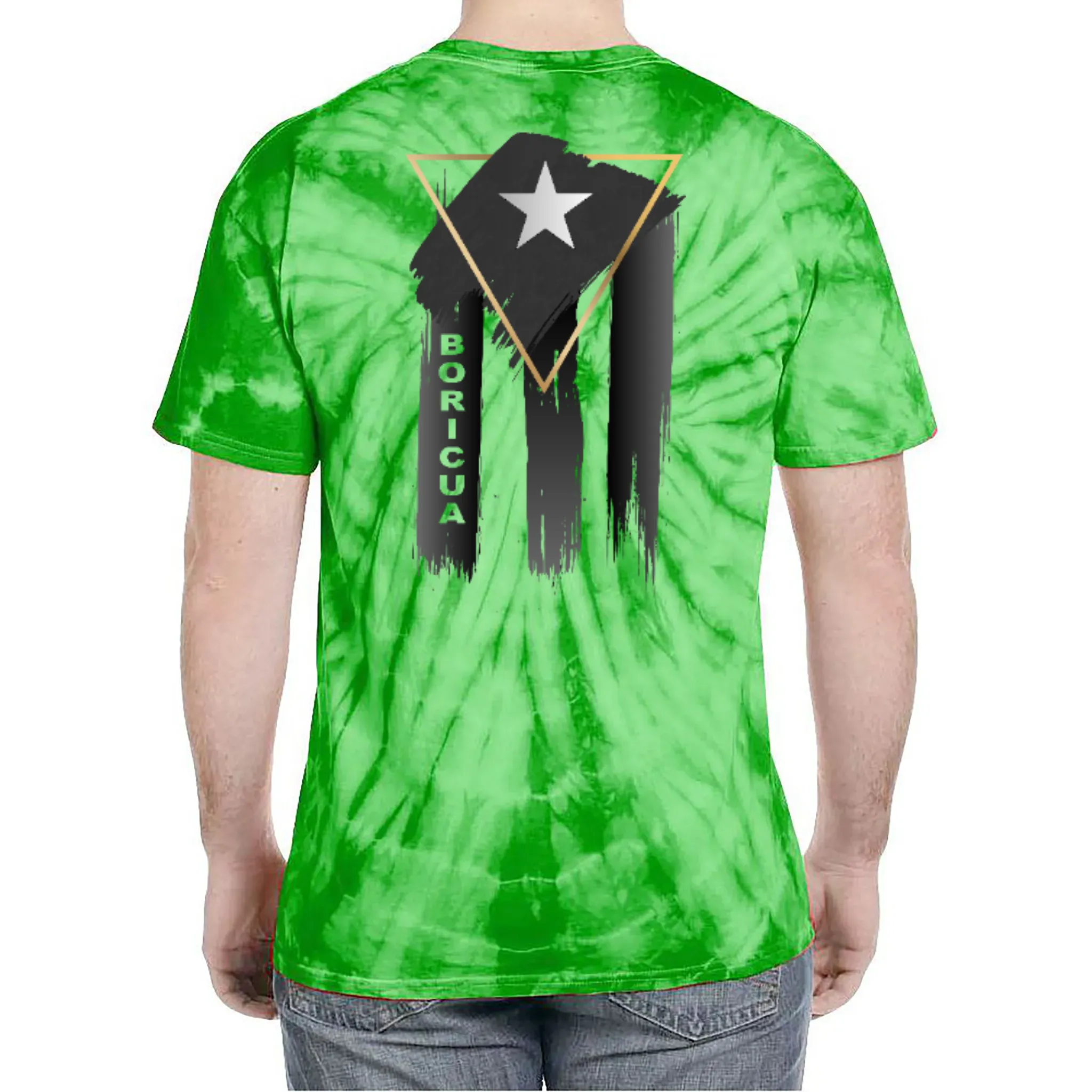 Badass Boricua Front and Back Image Tie-Dye T-Shirt