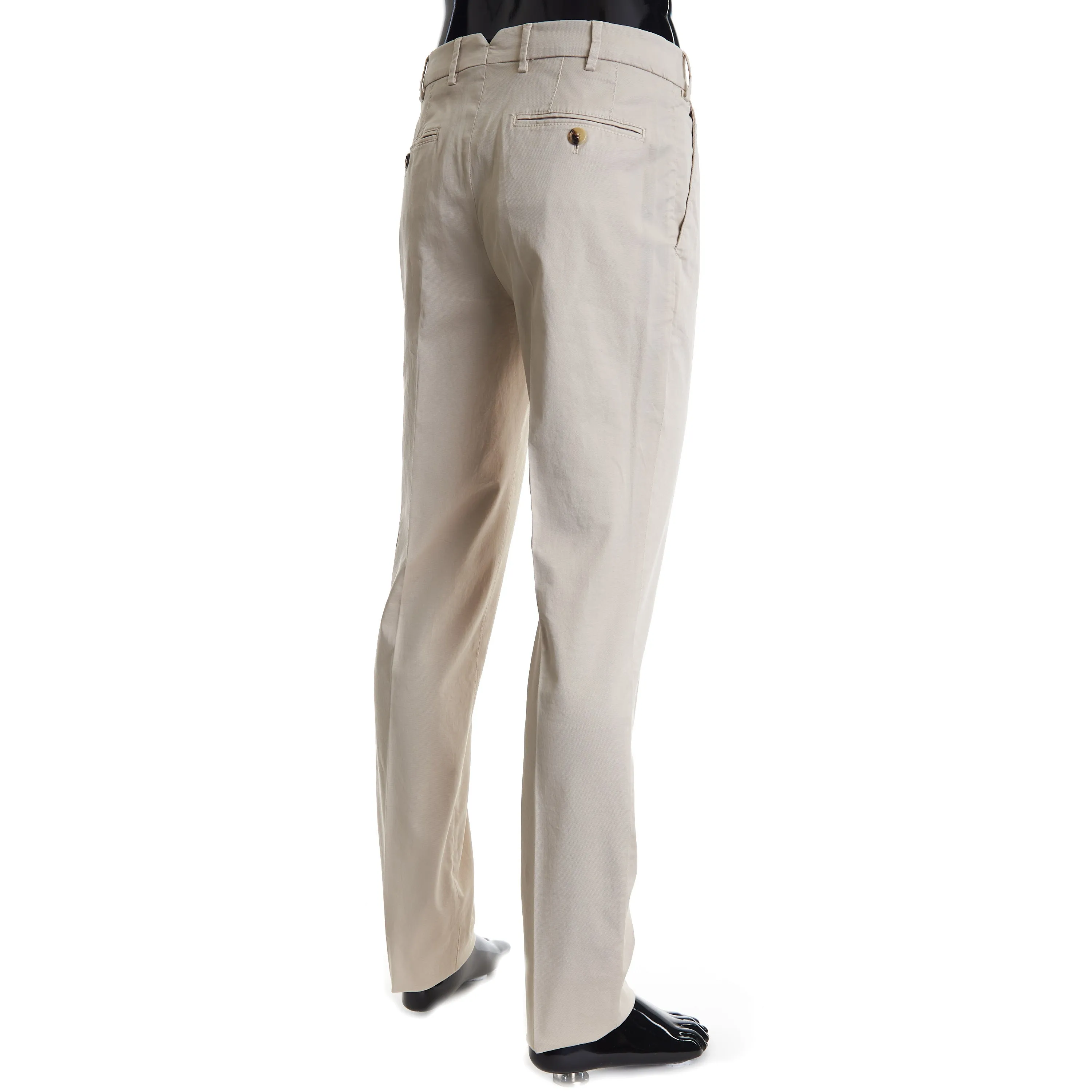 Beige Italian Fit Trousers / Pants - Pima Comfort Cotton Gabardine