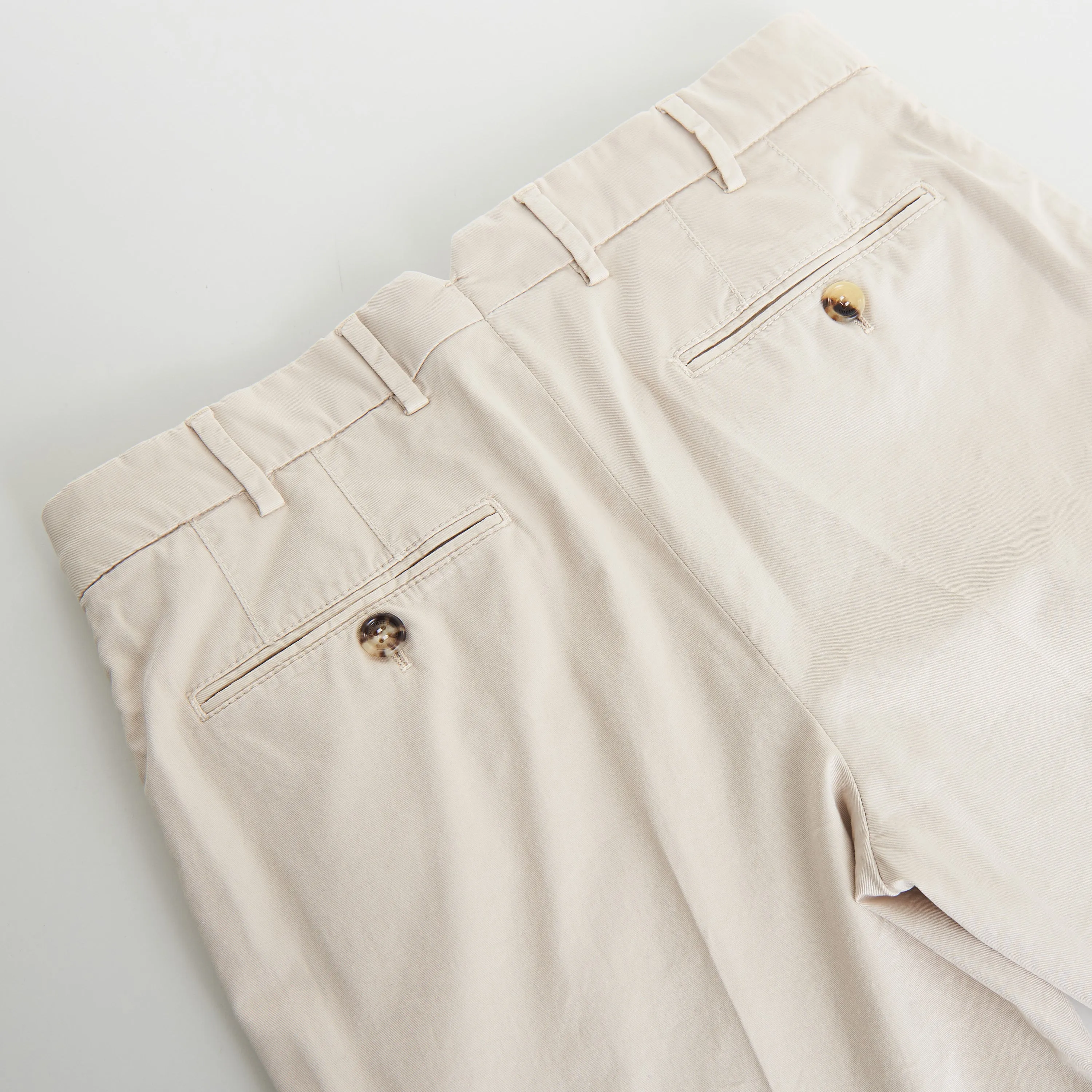 Beige Italian Fit Trousers / Pants - Pima Comfort Cotton Gabardine