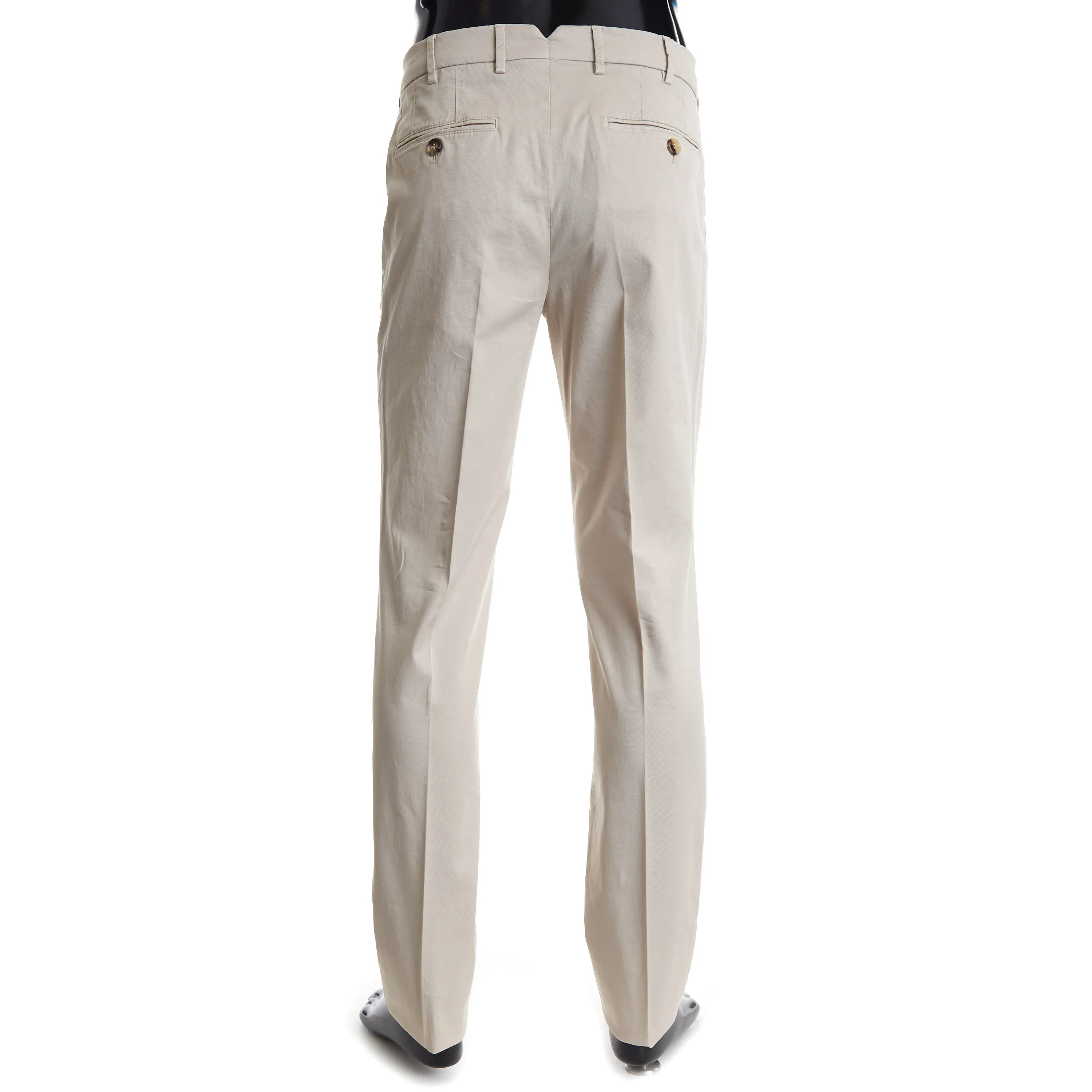 Beige Italian Fit Trousers / Pants - Pima Comfort Cotton Gabardine