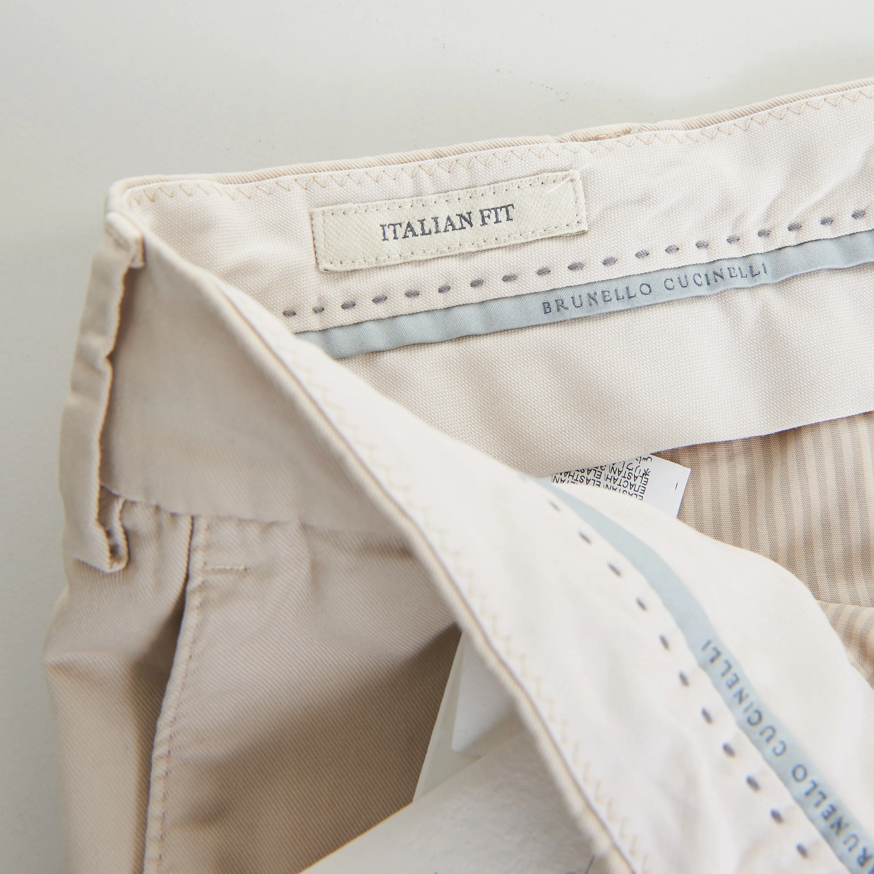 Beige Italian Fit Trousers / Pants - Pima Comfort Cotton Gabardine