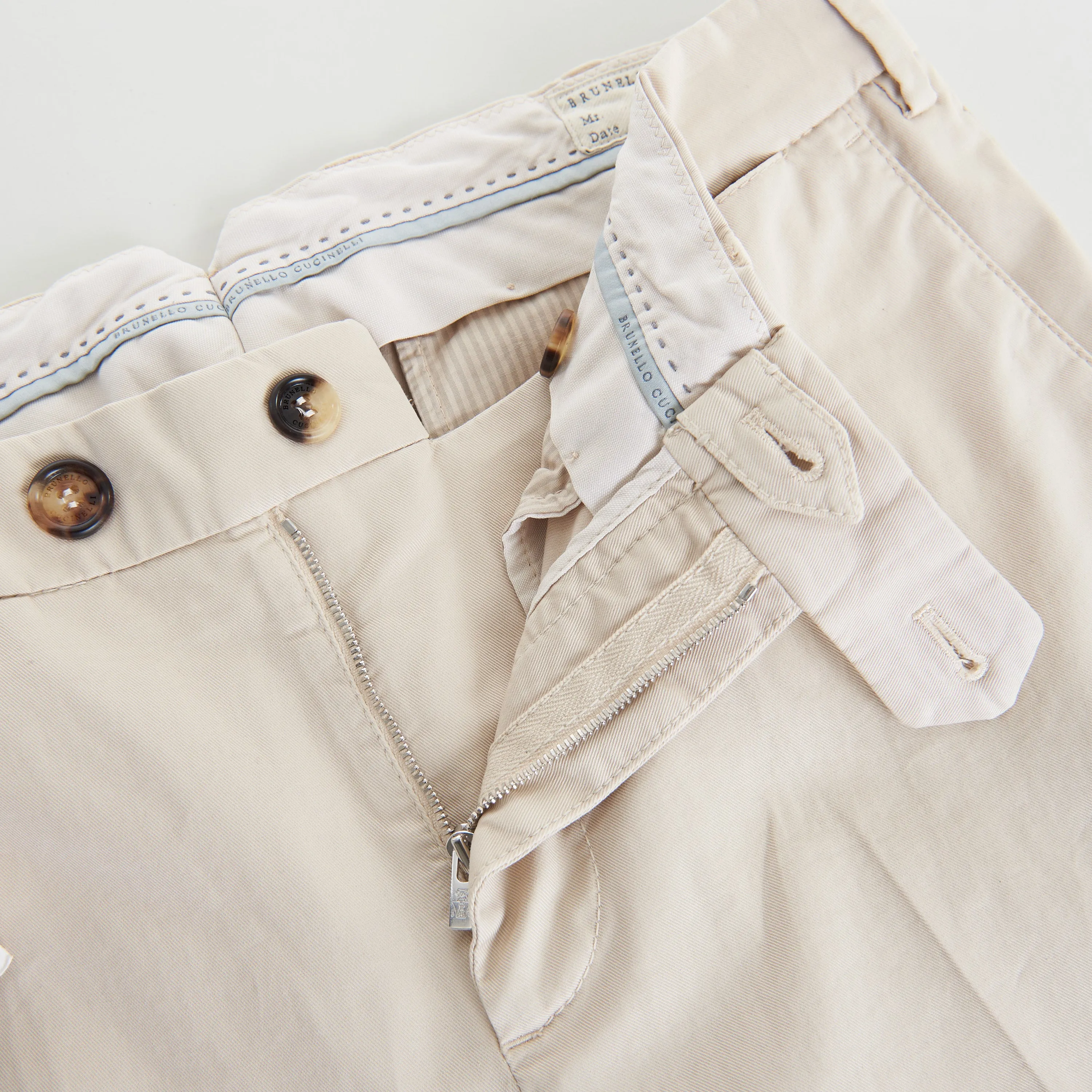 Beige Italian Fit Trousers / Pants - Pima Comfort Cotton Gabardine