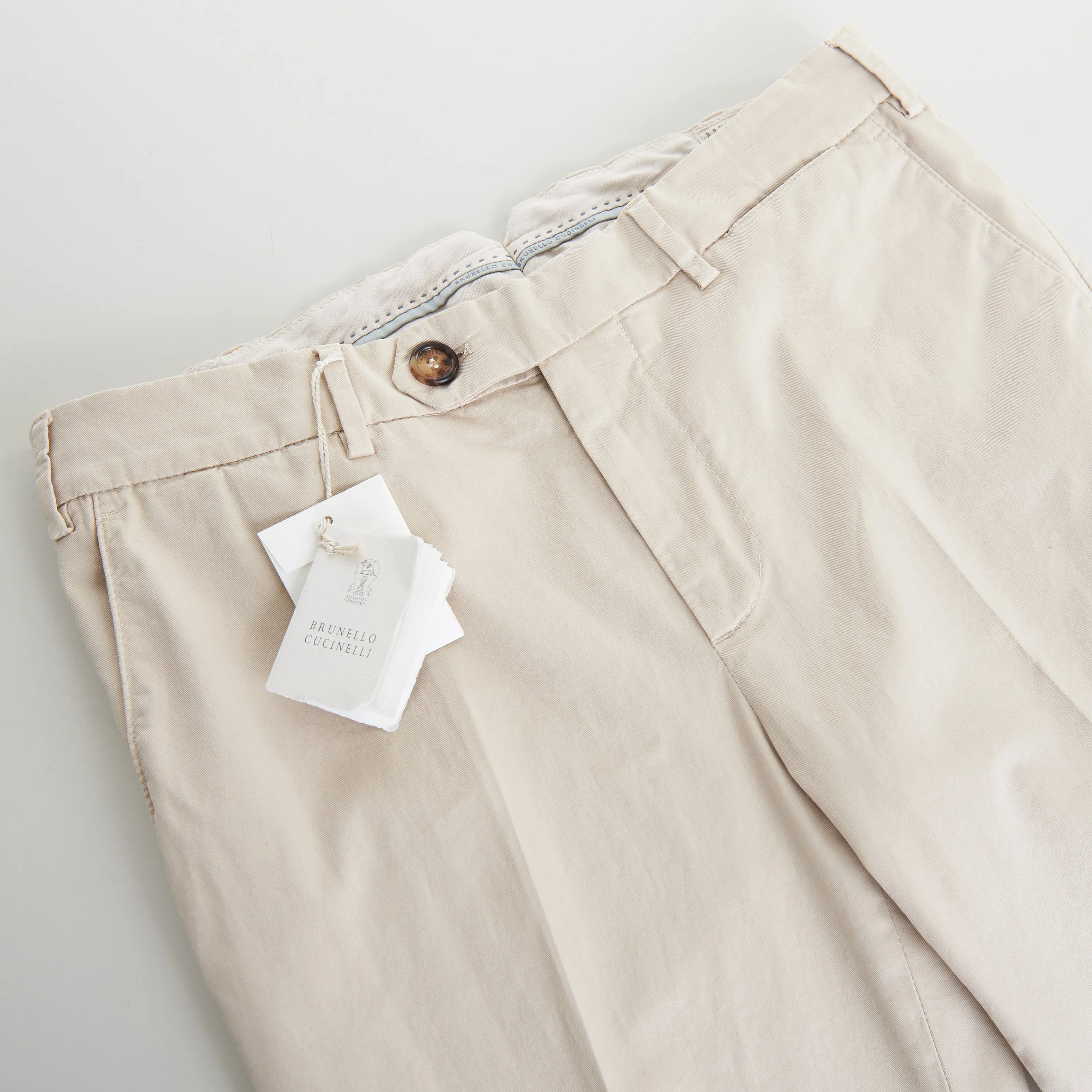 Beige Italian Fit Trousers / Pants - Pima Comfort Cotton Gabardine