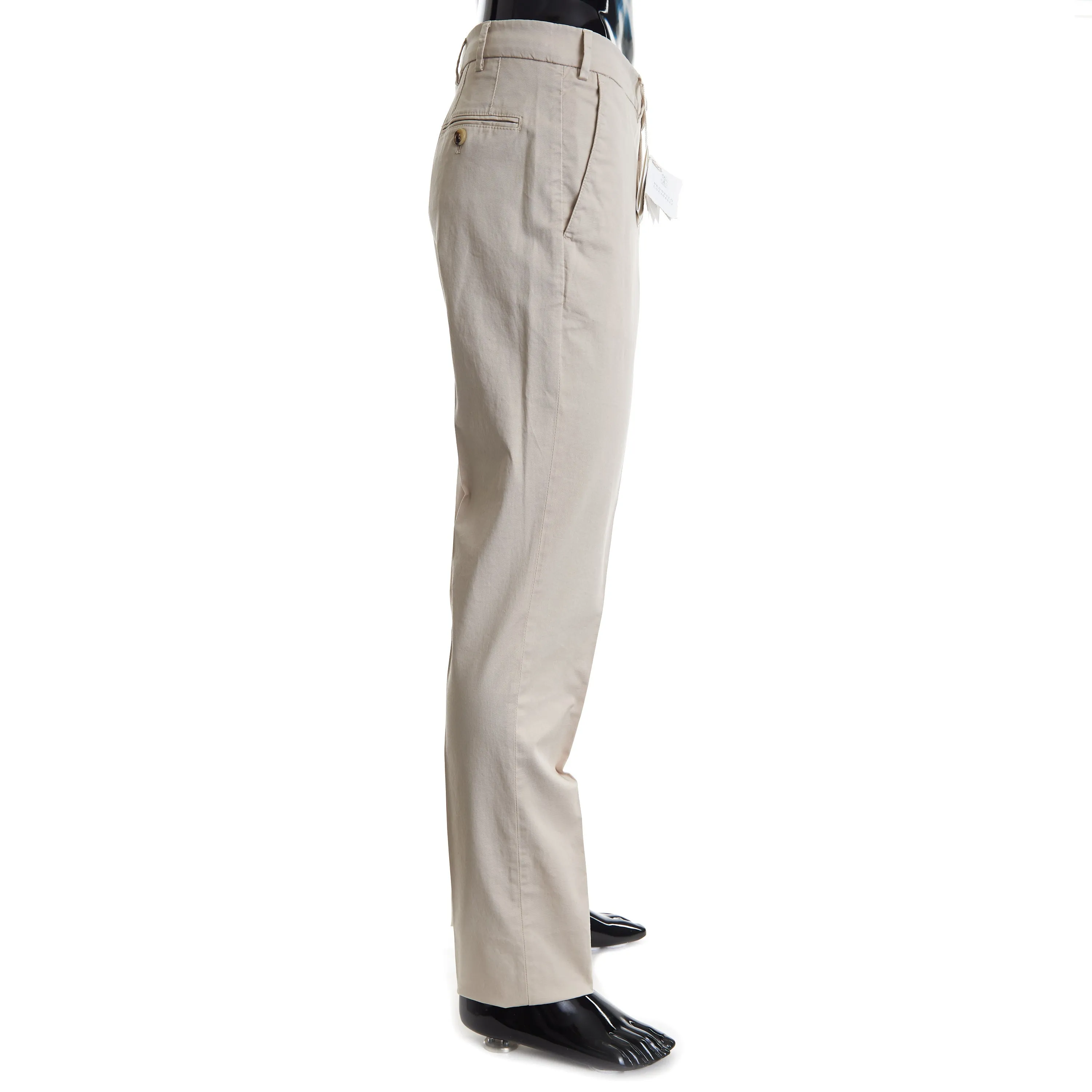 Beige Italian Fit Trousers / Pants - Pima Comfort Cotton Gabardine