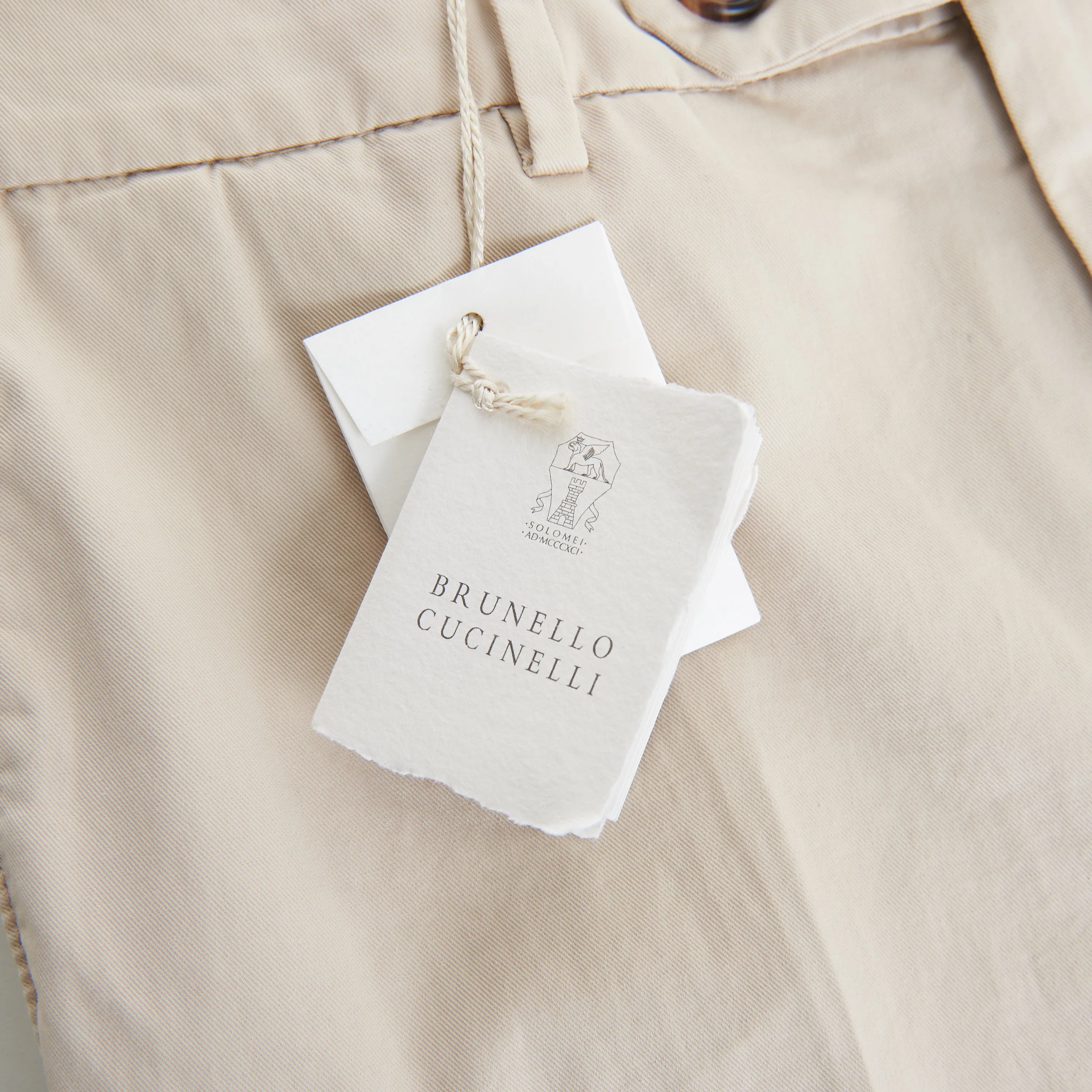 Beige Italian Fit Trousers / Pants - Pima Comfort Cotton Gabardine