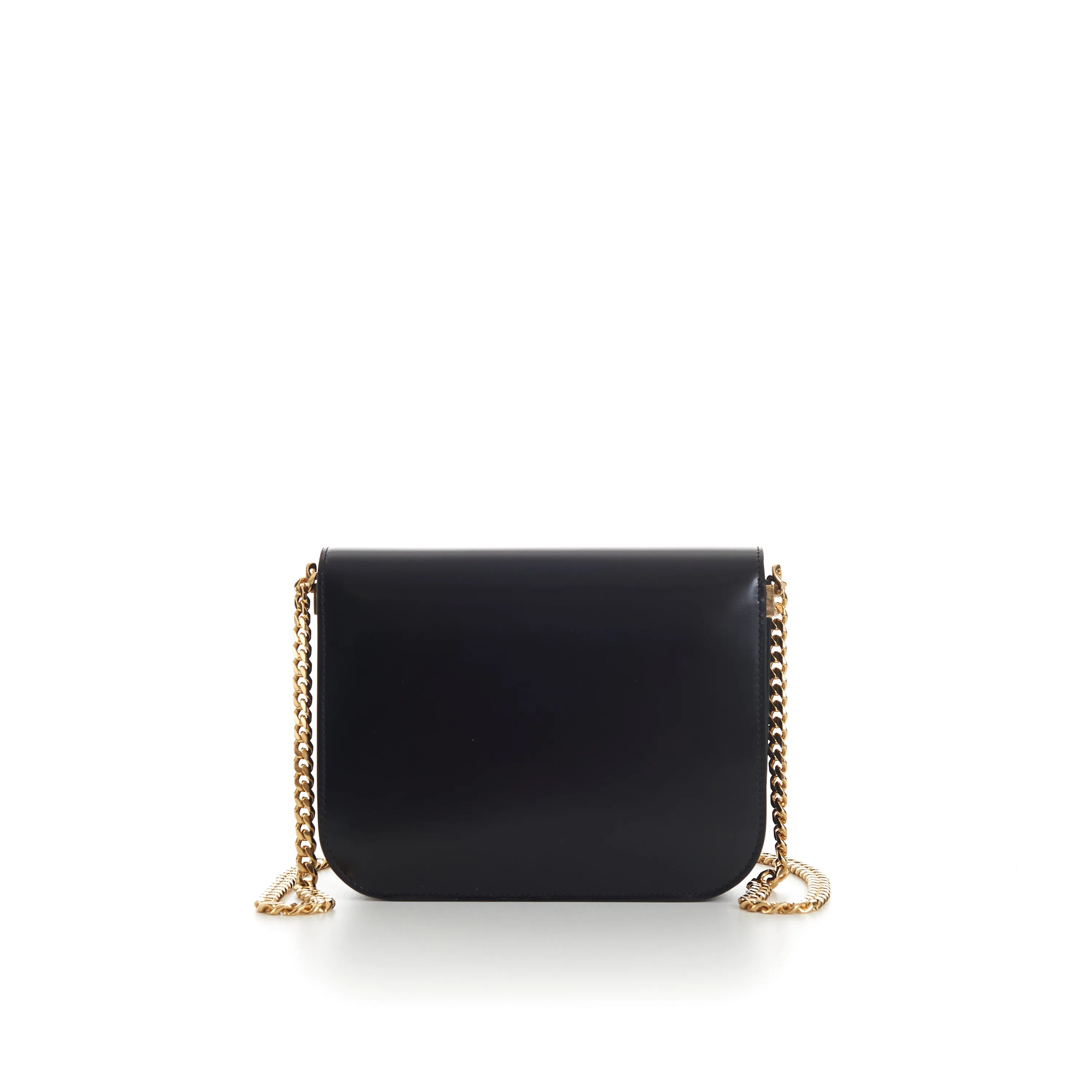 Black College Triomphe Bag - Shiny Calfskin, Chain Strap