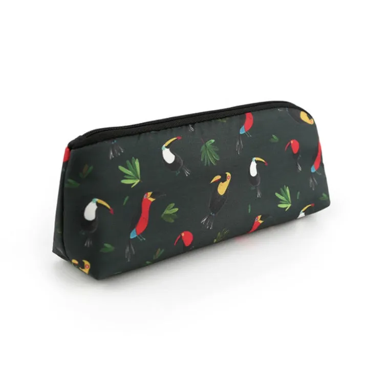 Black Toucans Birds Graphic Pencil Cases Stationery Zipper School 19cm Office Cosmetics Pouches Artists Designer Prints Gifts Bags Purses Students Girls Cute