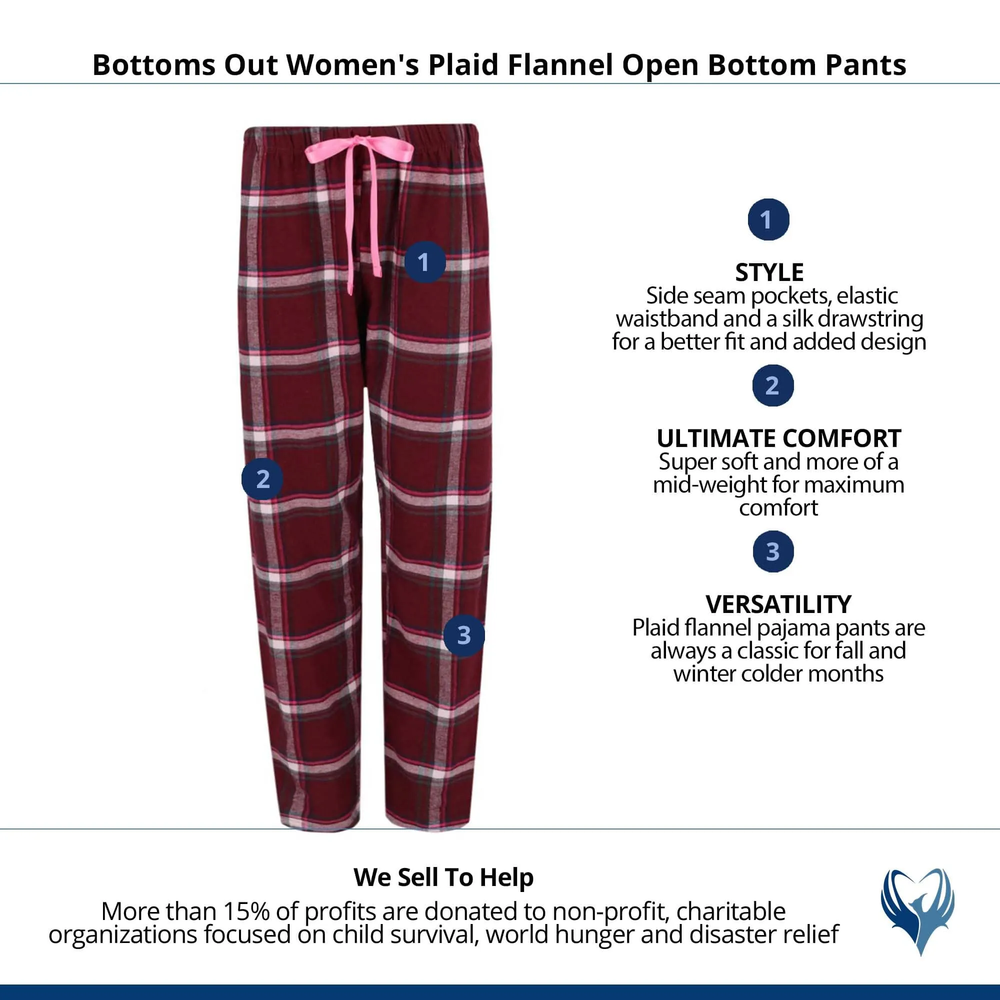 Bottoms Out Women's Plaid Flannel Open Bottom Pants