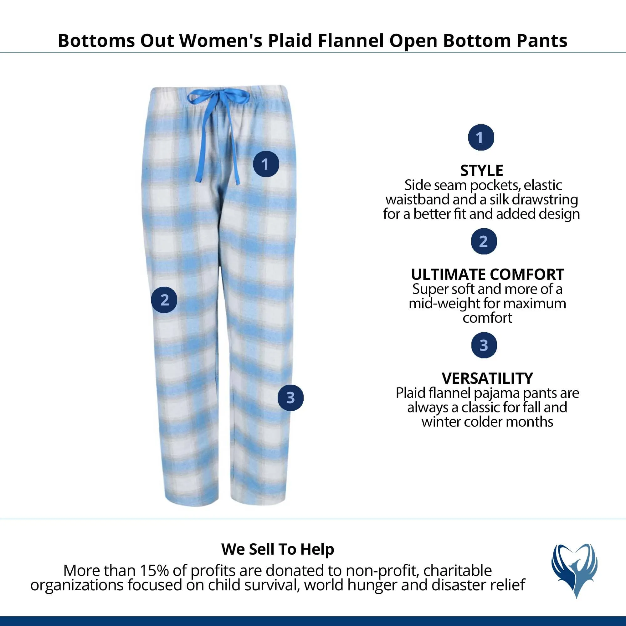 Bottoms Out Women's Plaid Flannel Open Bottom Pants