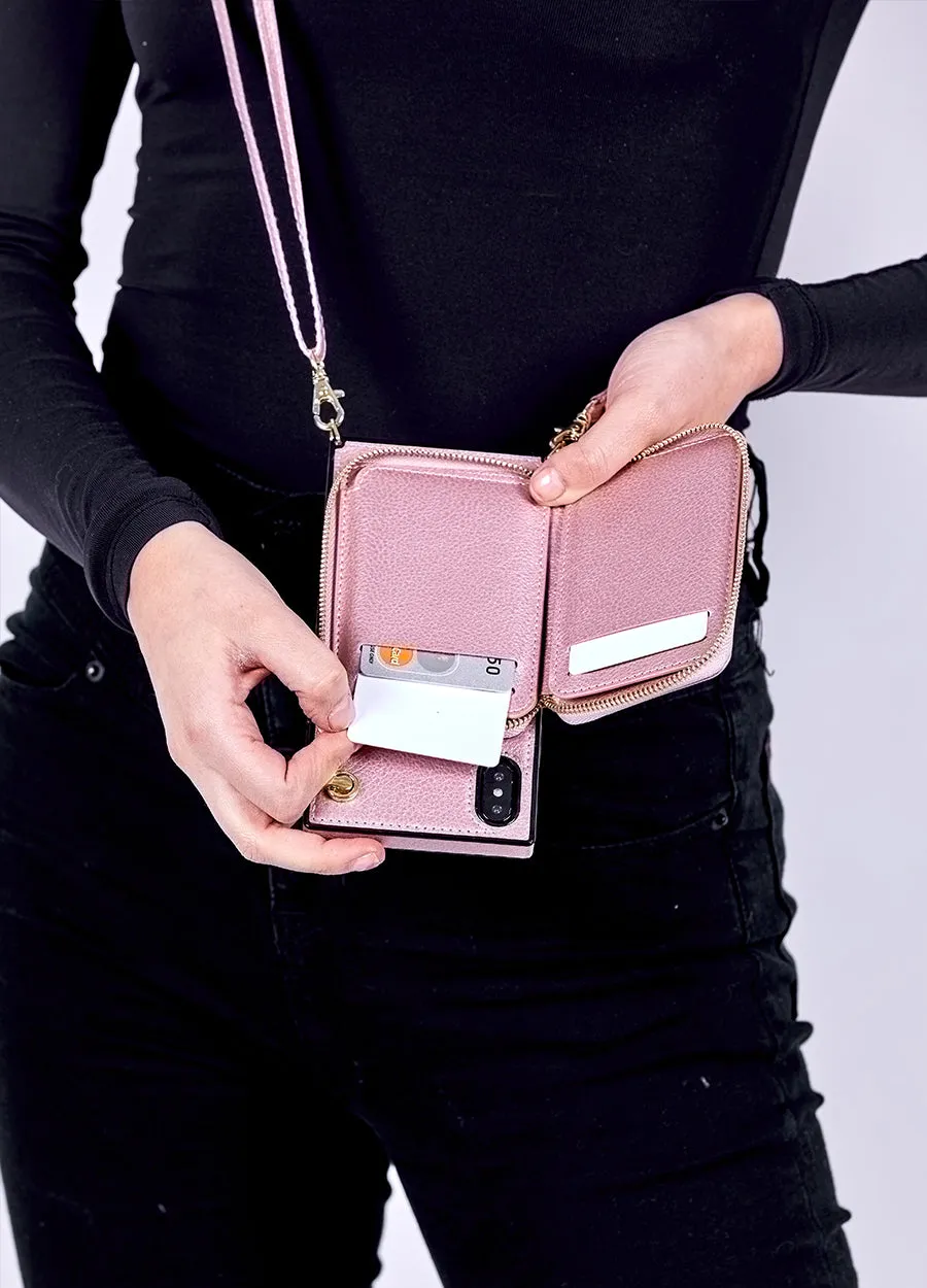 Boxy Crossbody Wallet Case in Rose Gold