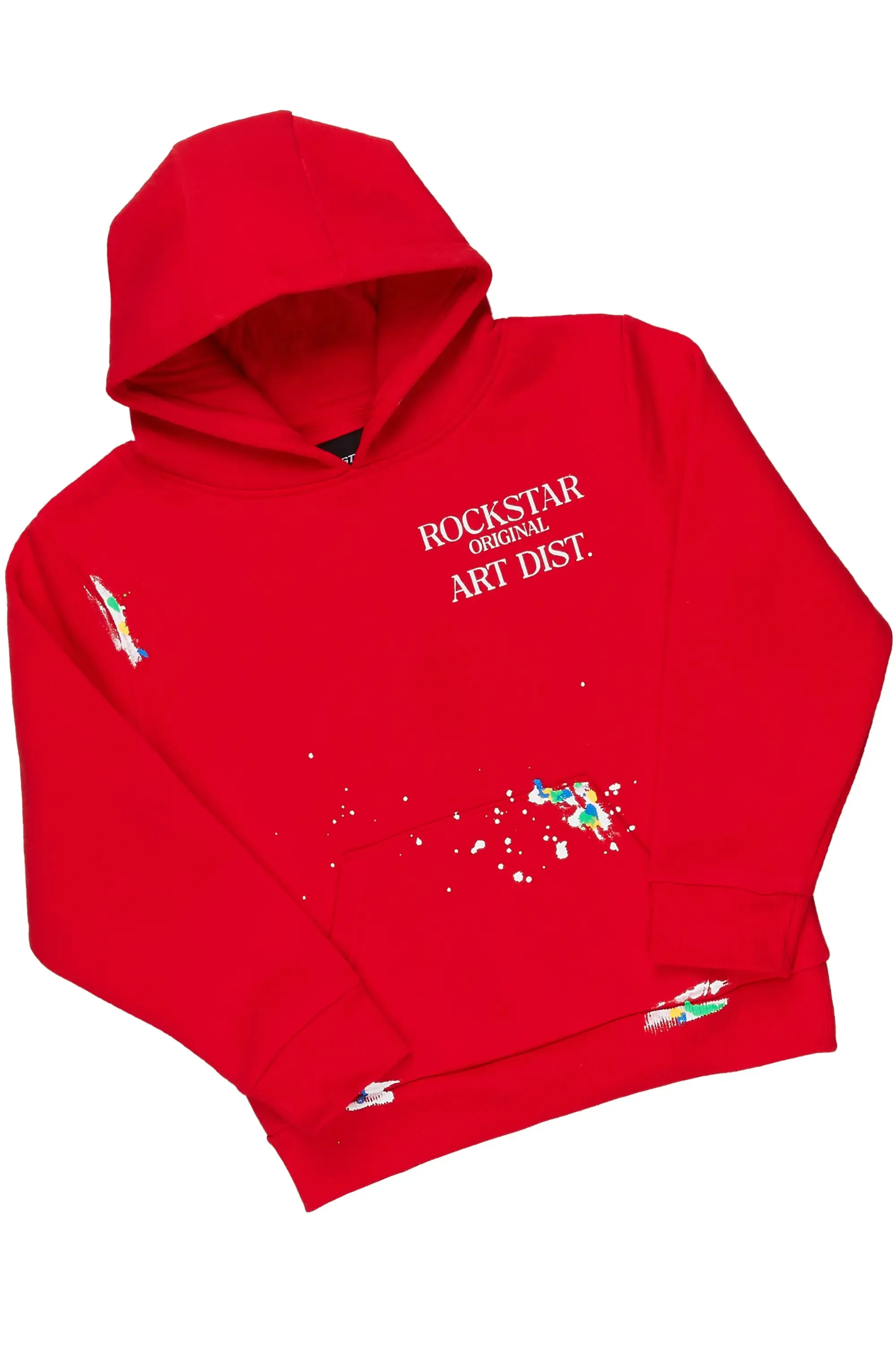 Boys Art Dist. Red Hoodie Stacked Flare Track Set