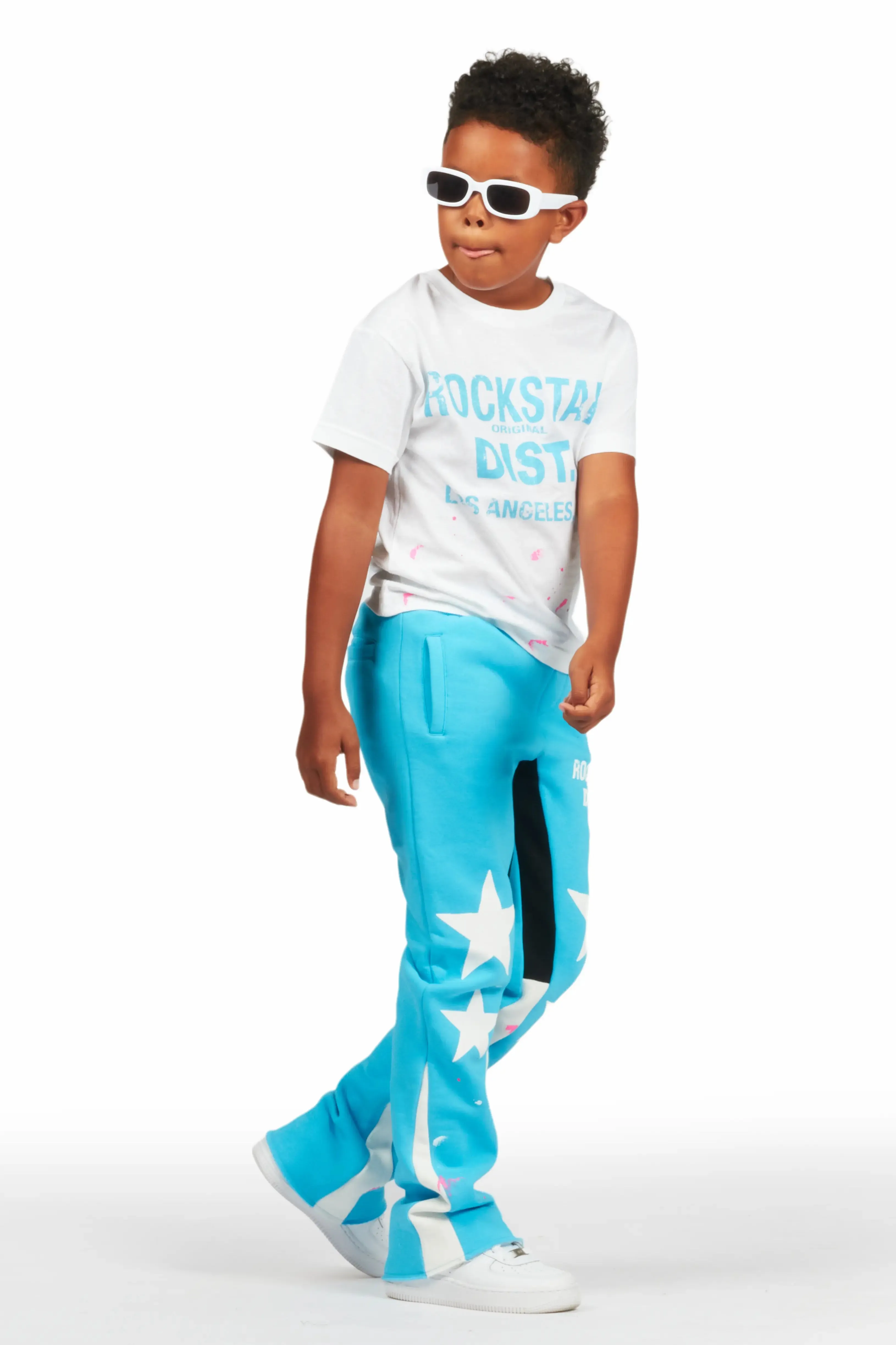 Boys Bowie Blue/White T-Shirt Stacked Set