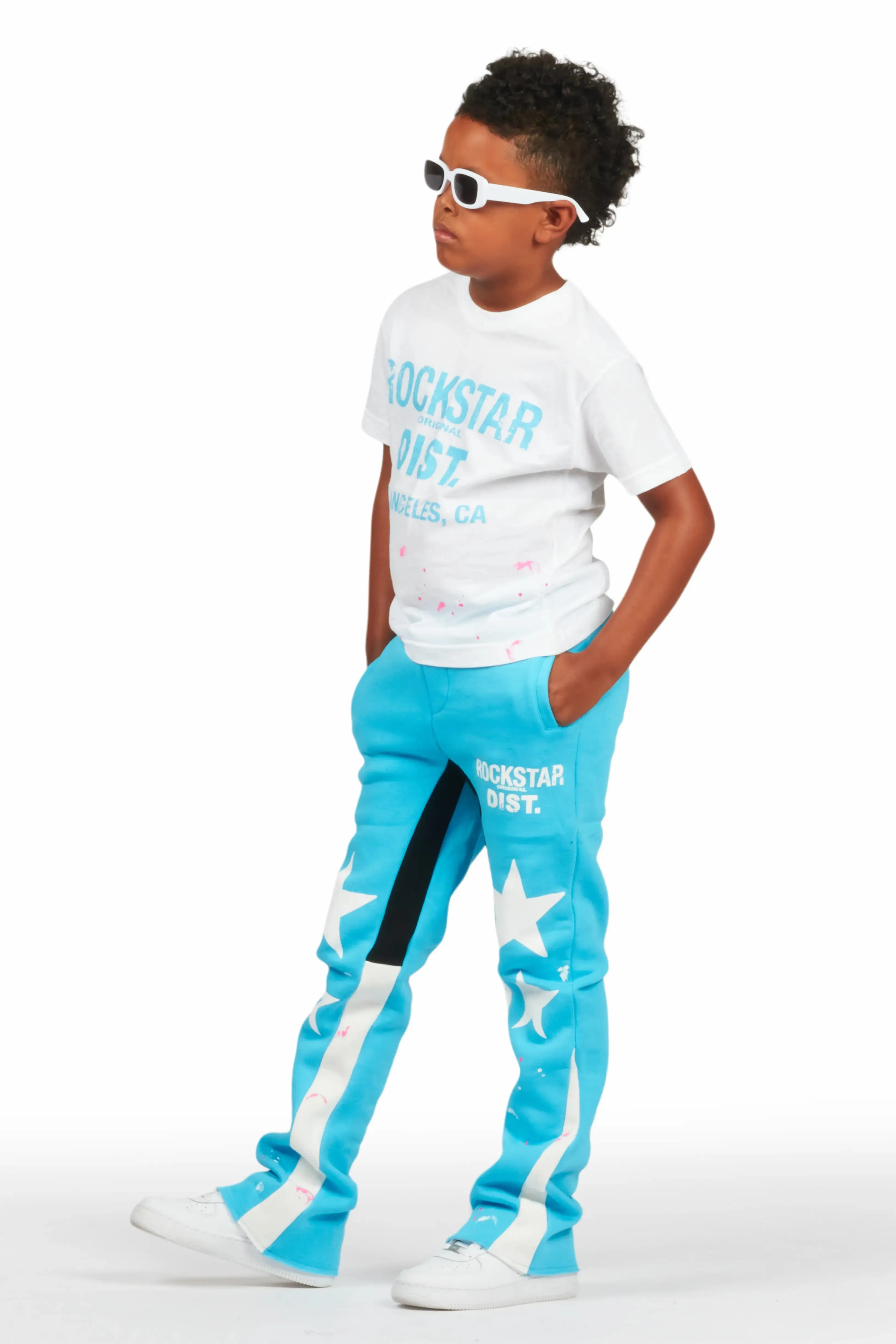 Boys Bowie Blue/White T-Shirt Stacked Set