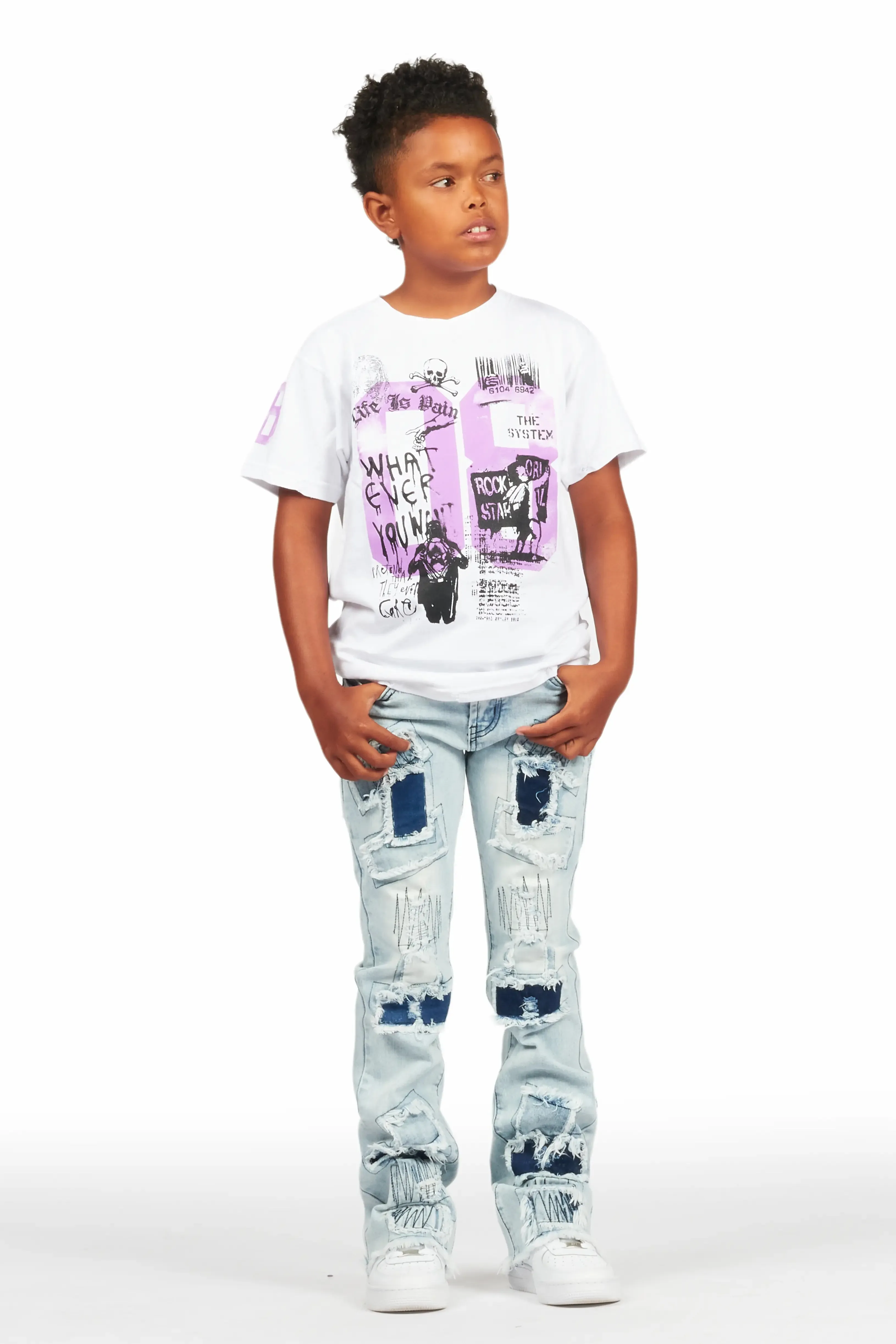 Boys Camden Blue Stacked Flare Jean