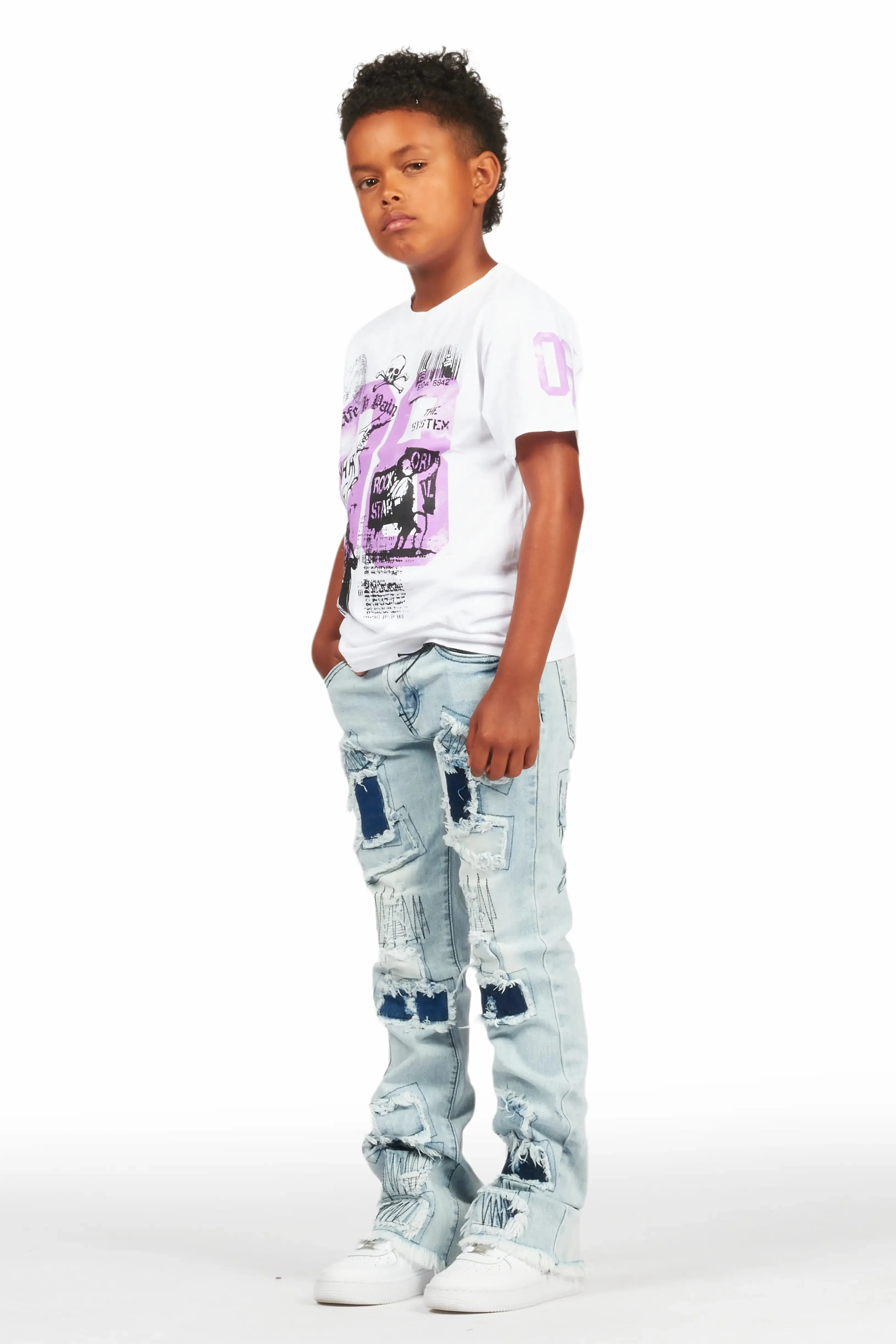 Boys Camden Blue Stacked Flare Jean