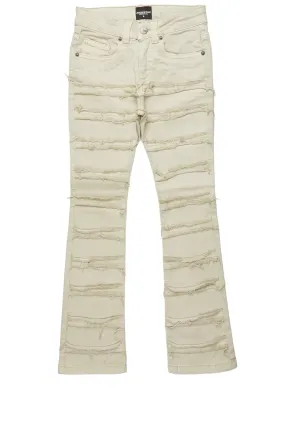 Boys Cullen Beige Frayed Stacked Flare Jean