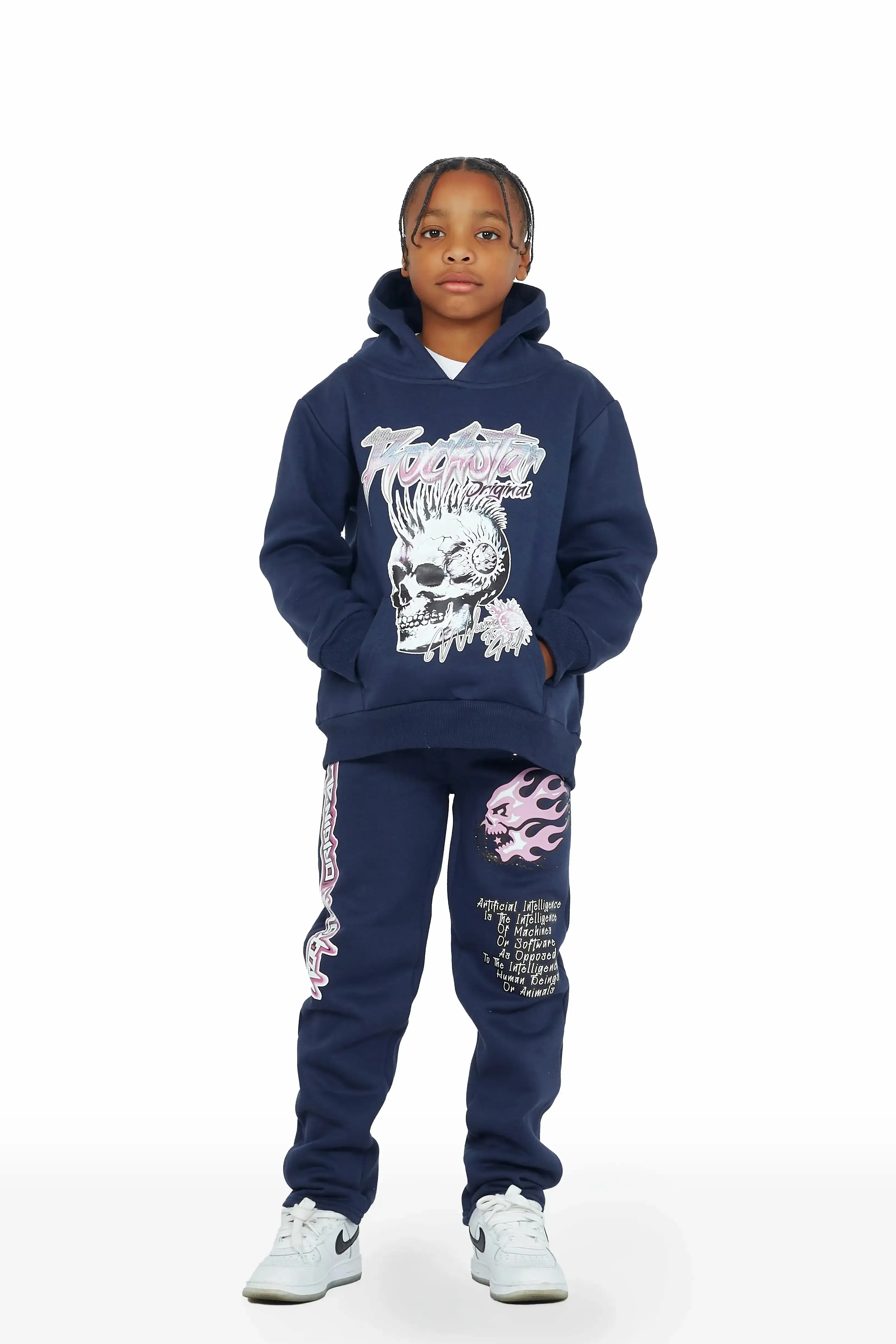 Boys Emerson Navy Hoodie Slim Fit Track Set