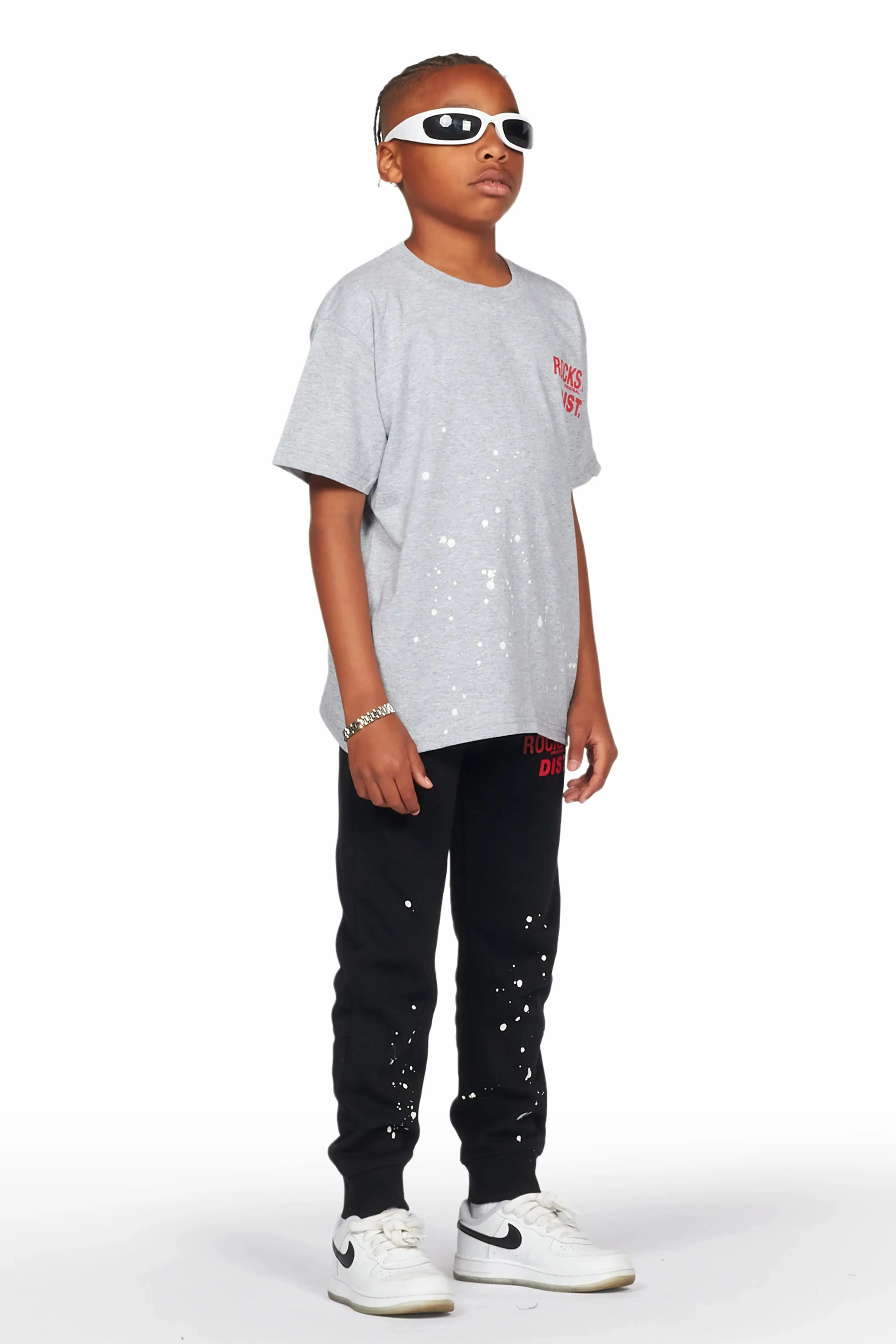 Boys Galen Grey/Black T-Shirt Jogger Set