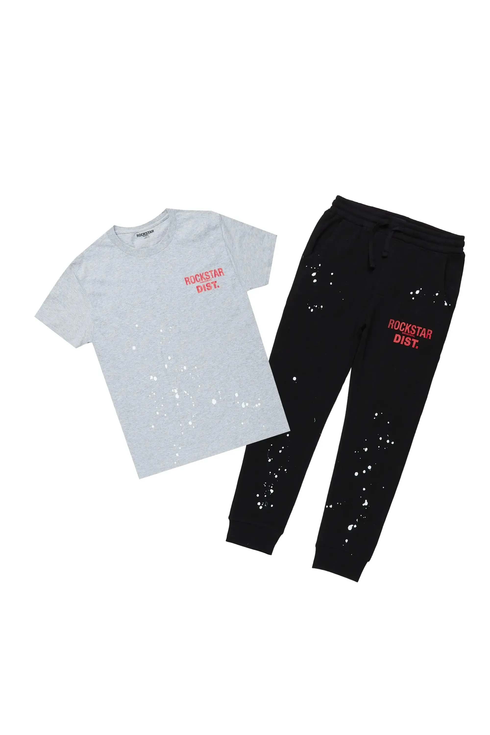 Boys Galen Grey/Black T-Shirt Jogger Set