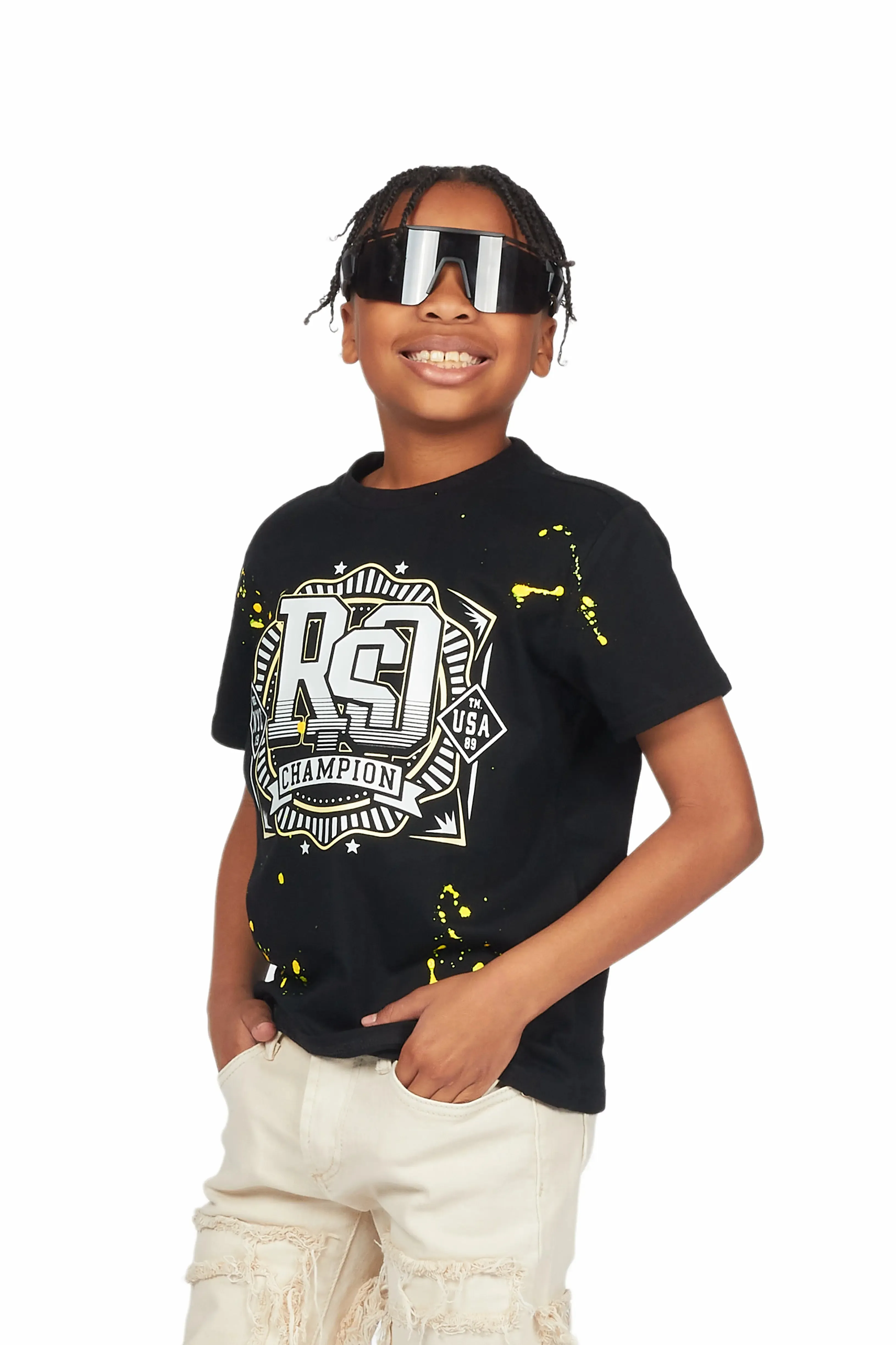 Boys James Black Graphic T-Shirt