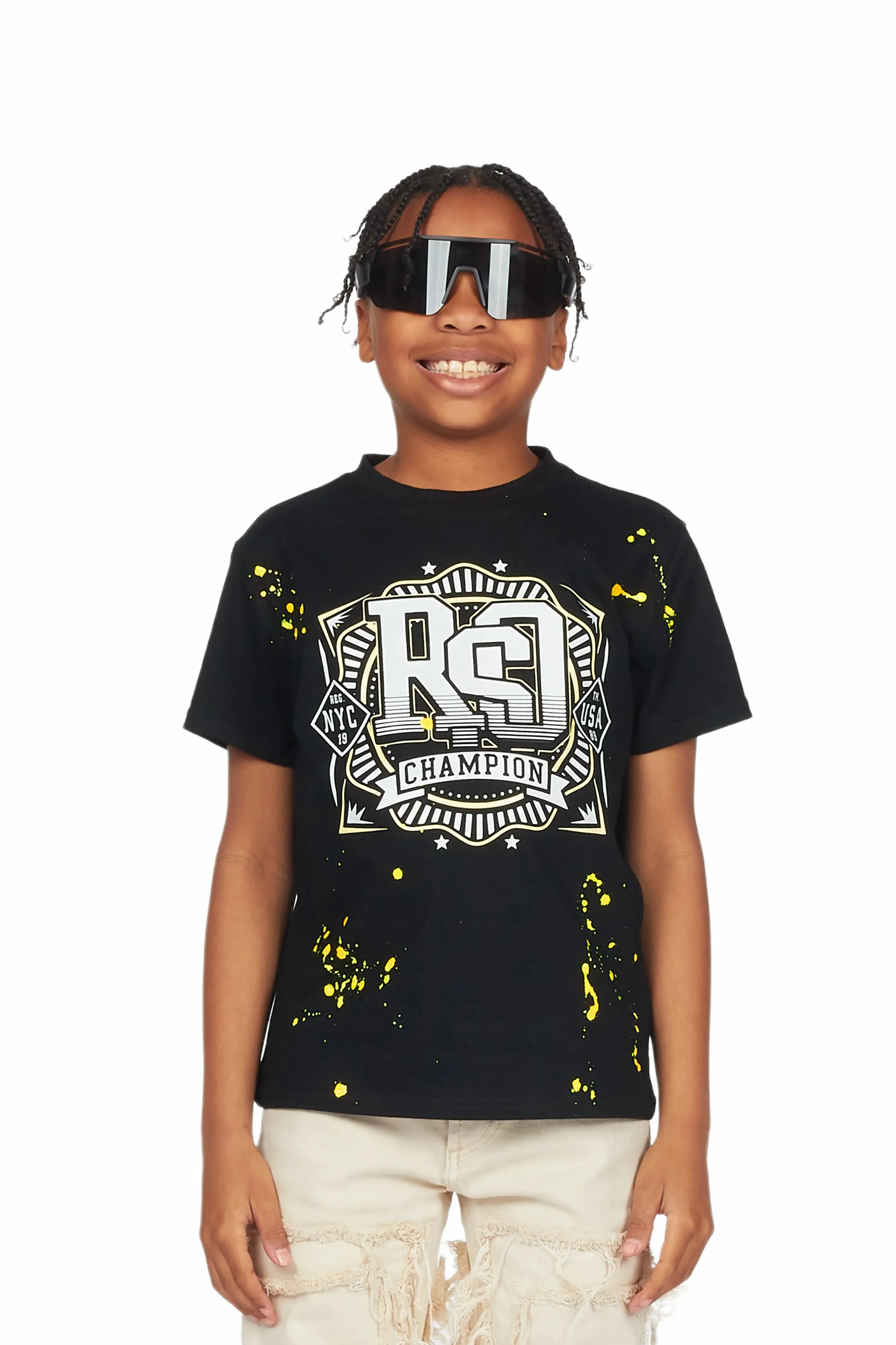 Boys James Black Graphic T-Shirt