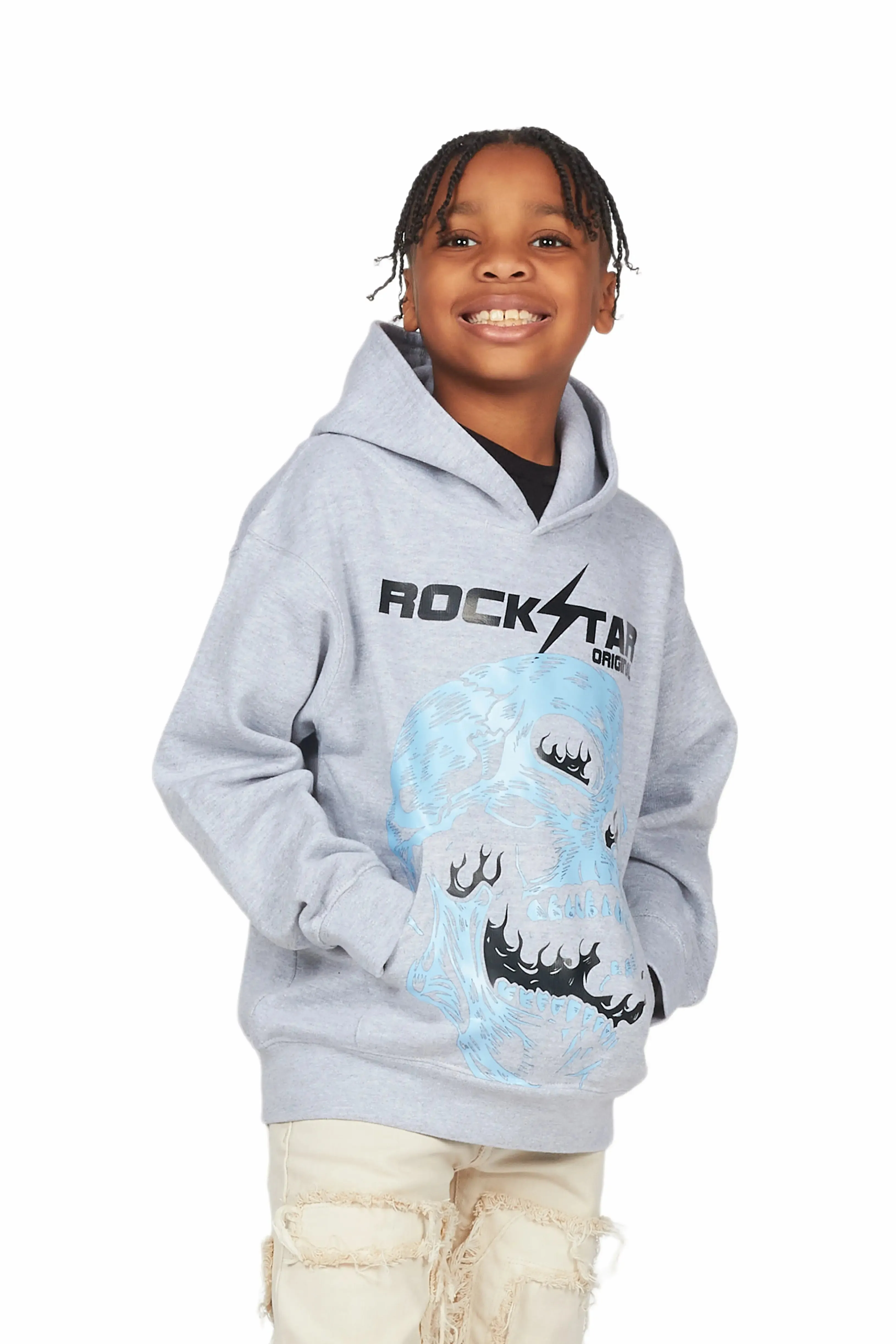 Boys Mason Grey Graphic Hoodie