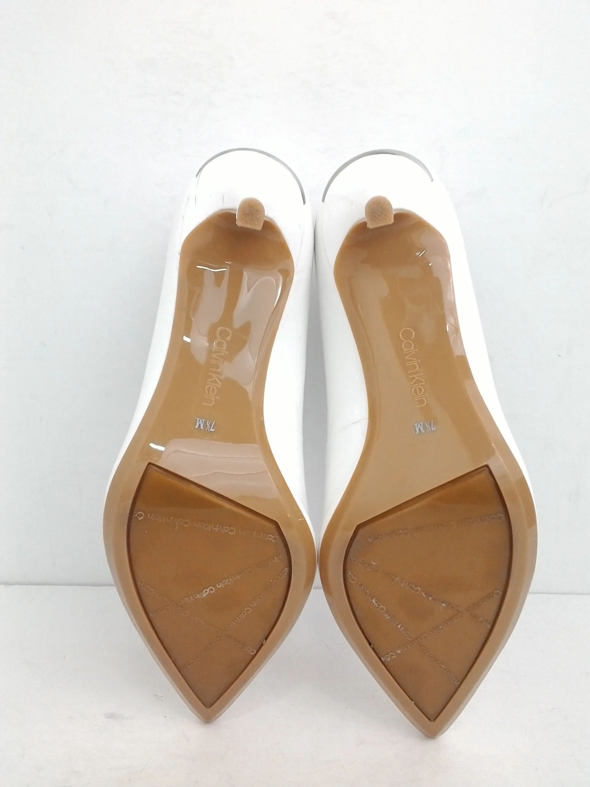 Calvin Klein Women's Gayle white Patent Heels Size 7.5 M