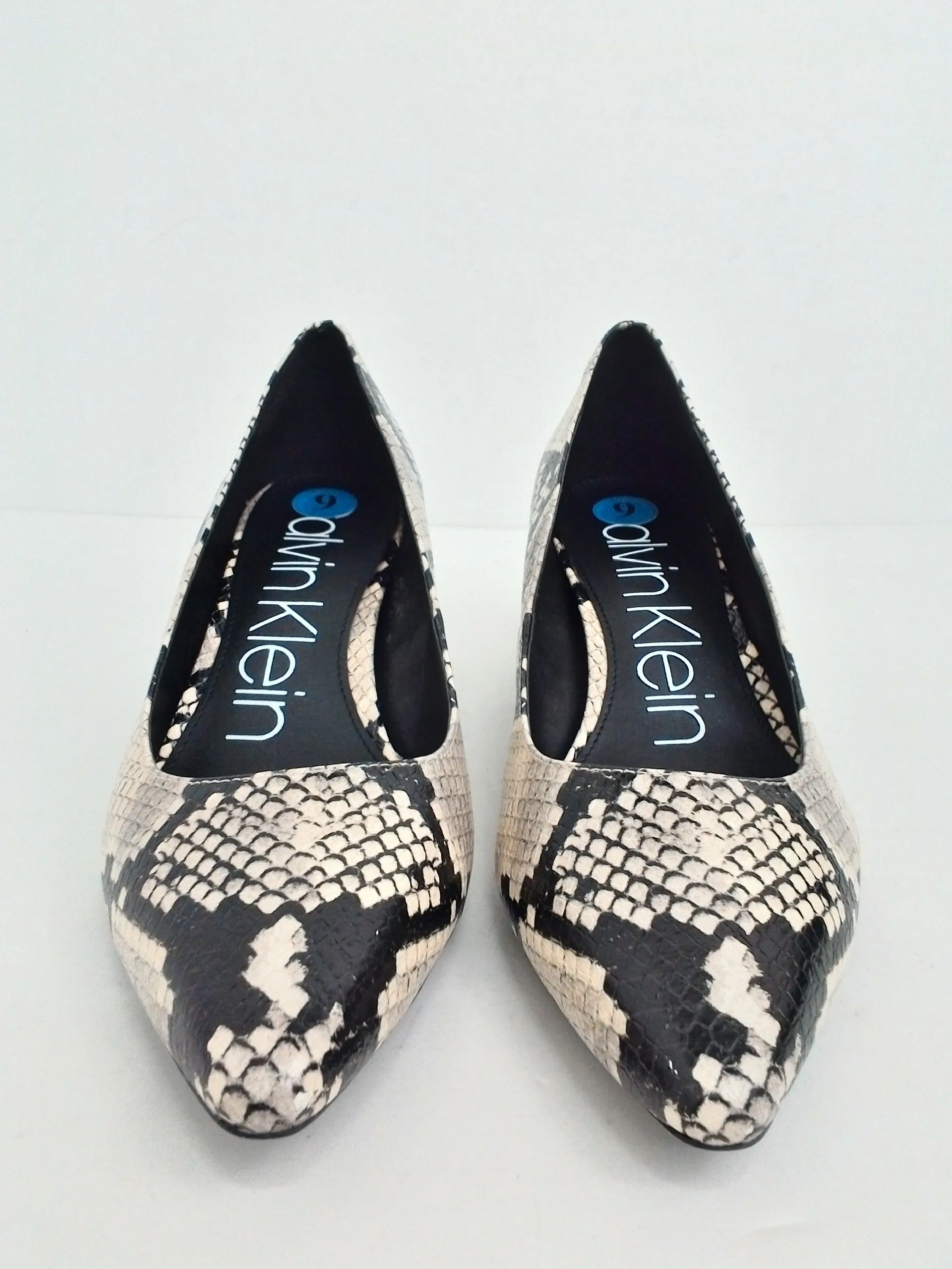 Calvin Klein Women's Nita Snake Print Black/Beige/Grey Heels Size 9