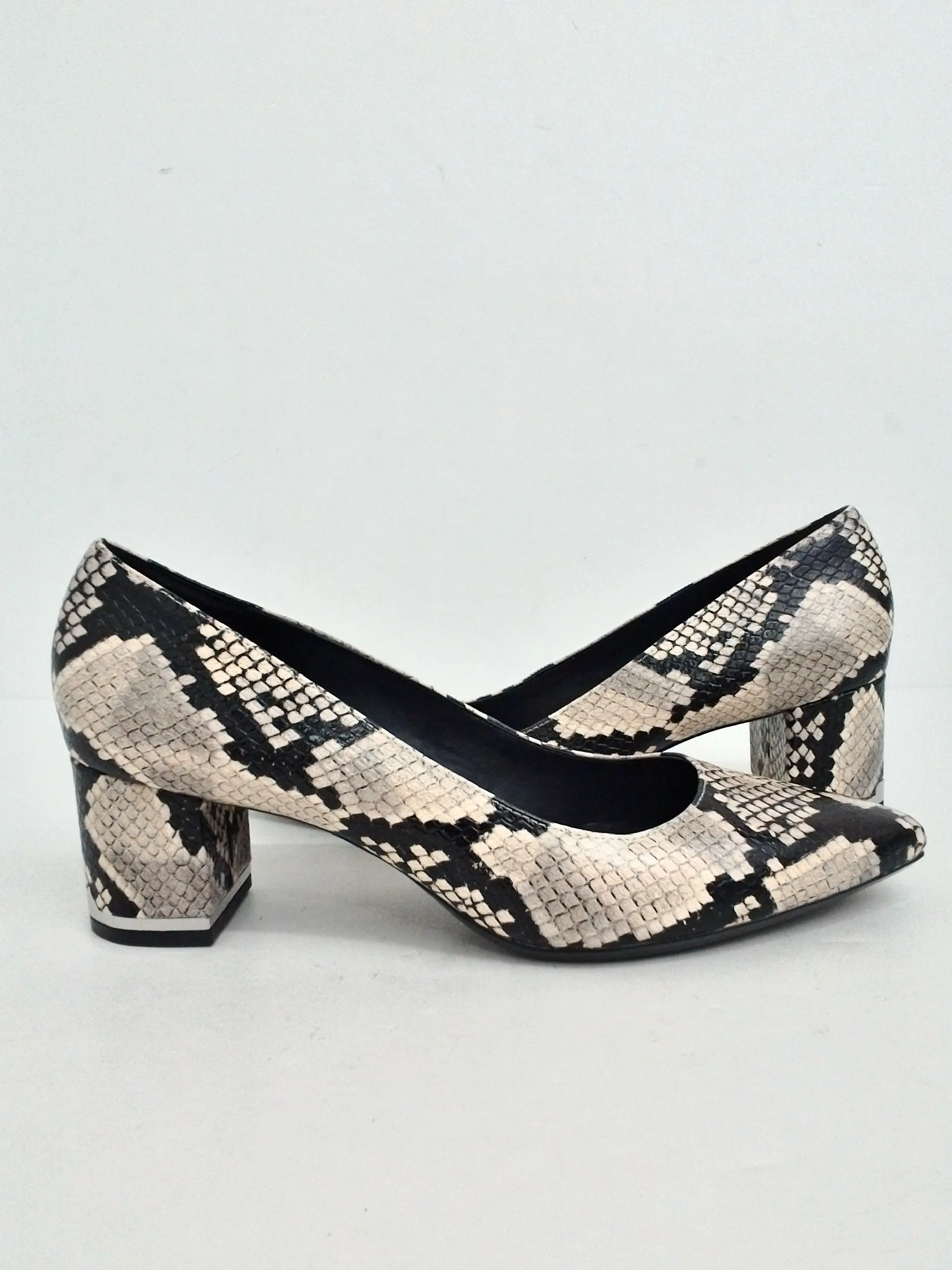 Calvin Klein Women's Nita Snake Print Black/Beige/Grey Heels Size 9