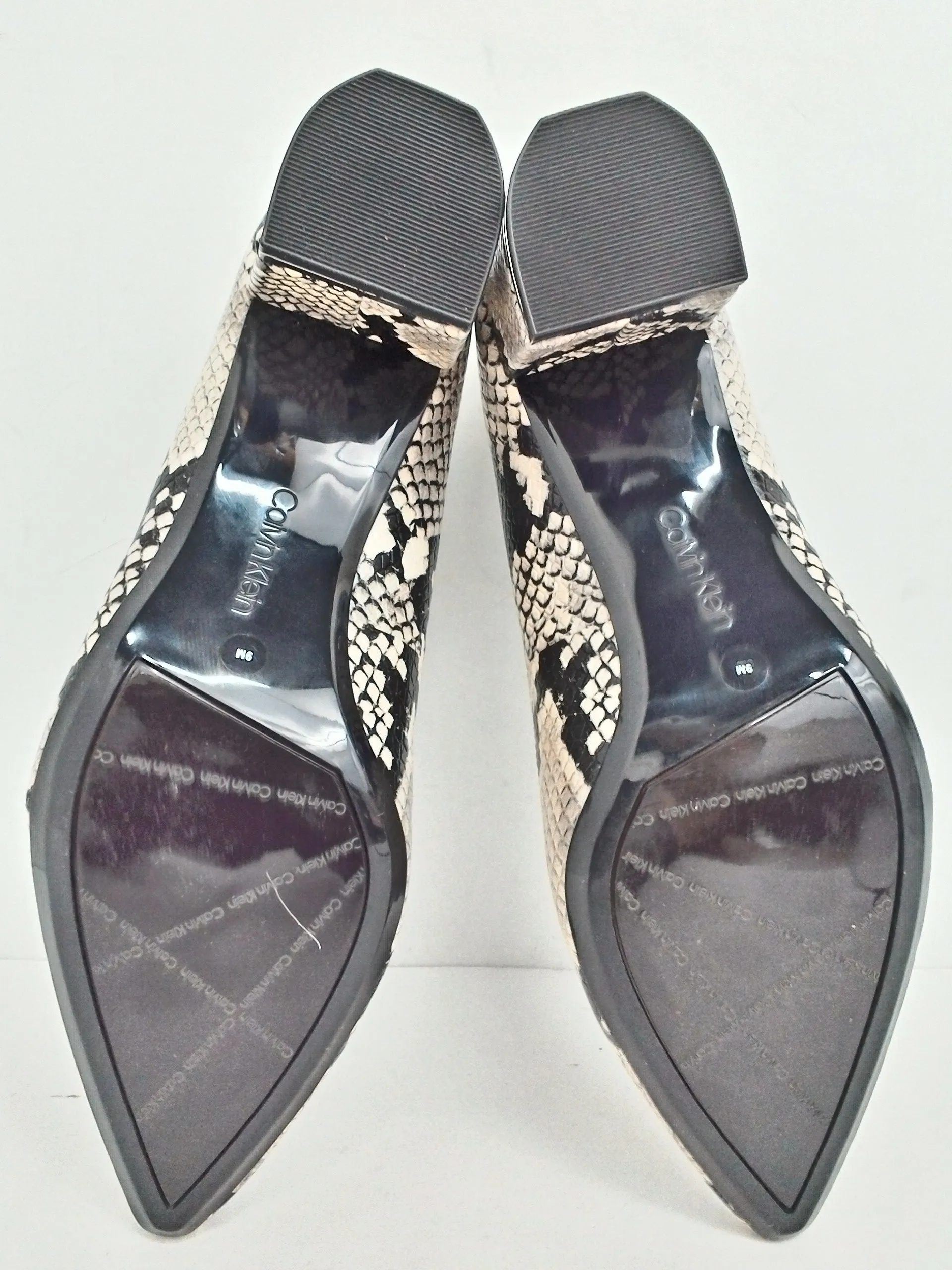 Calvin Klein Women's Nita Snake Print Black/Beige/Grey Heels Size 9