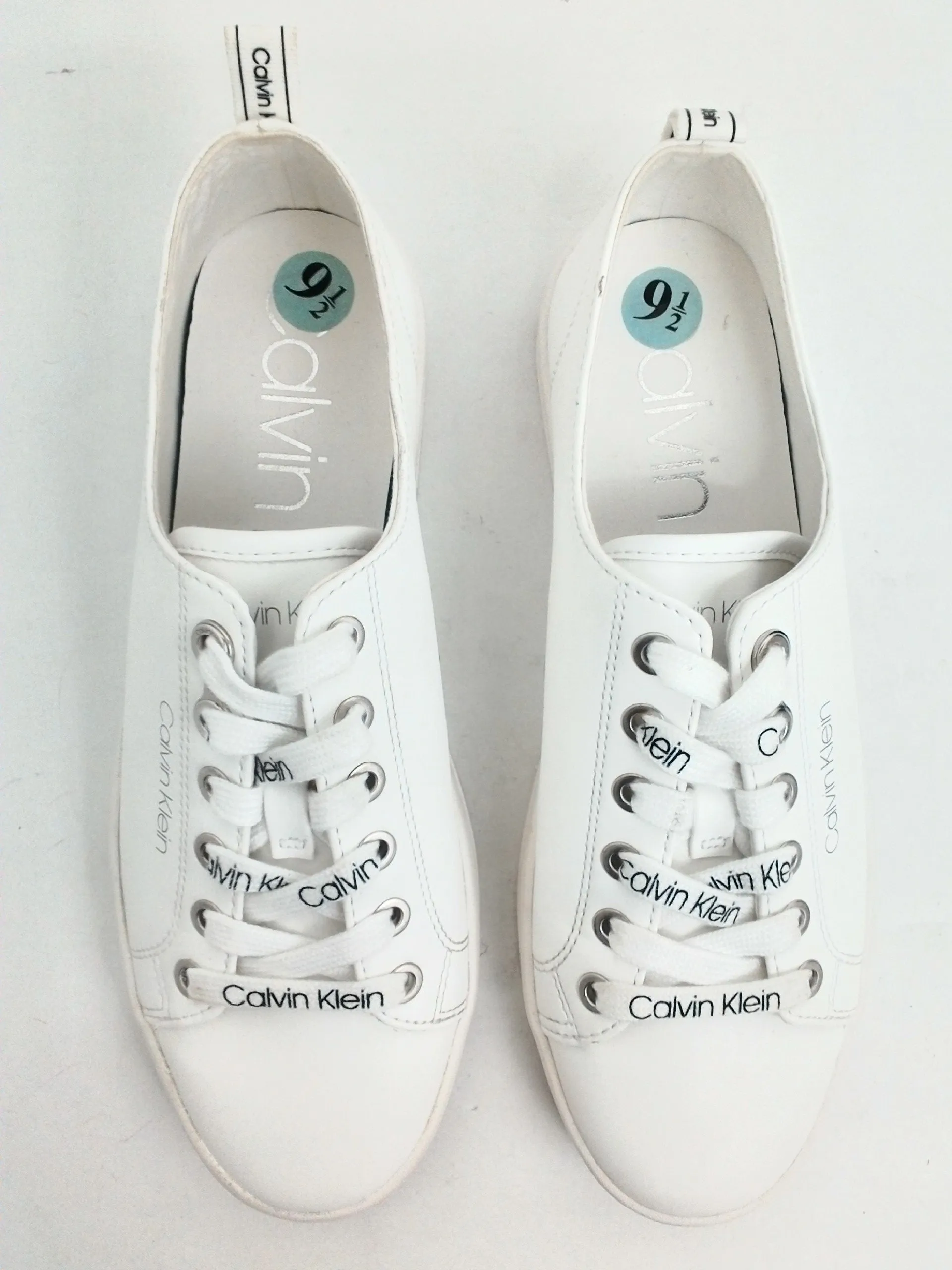 Calvin Klein Women's White Leather Sneakers Size 9.5