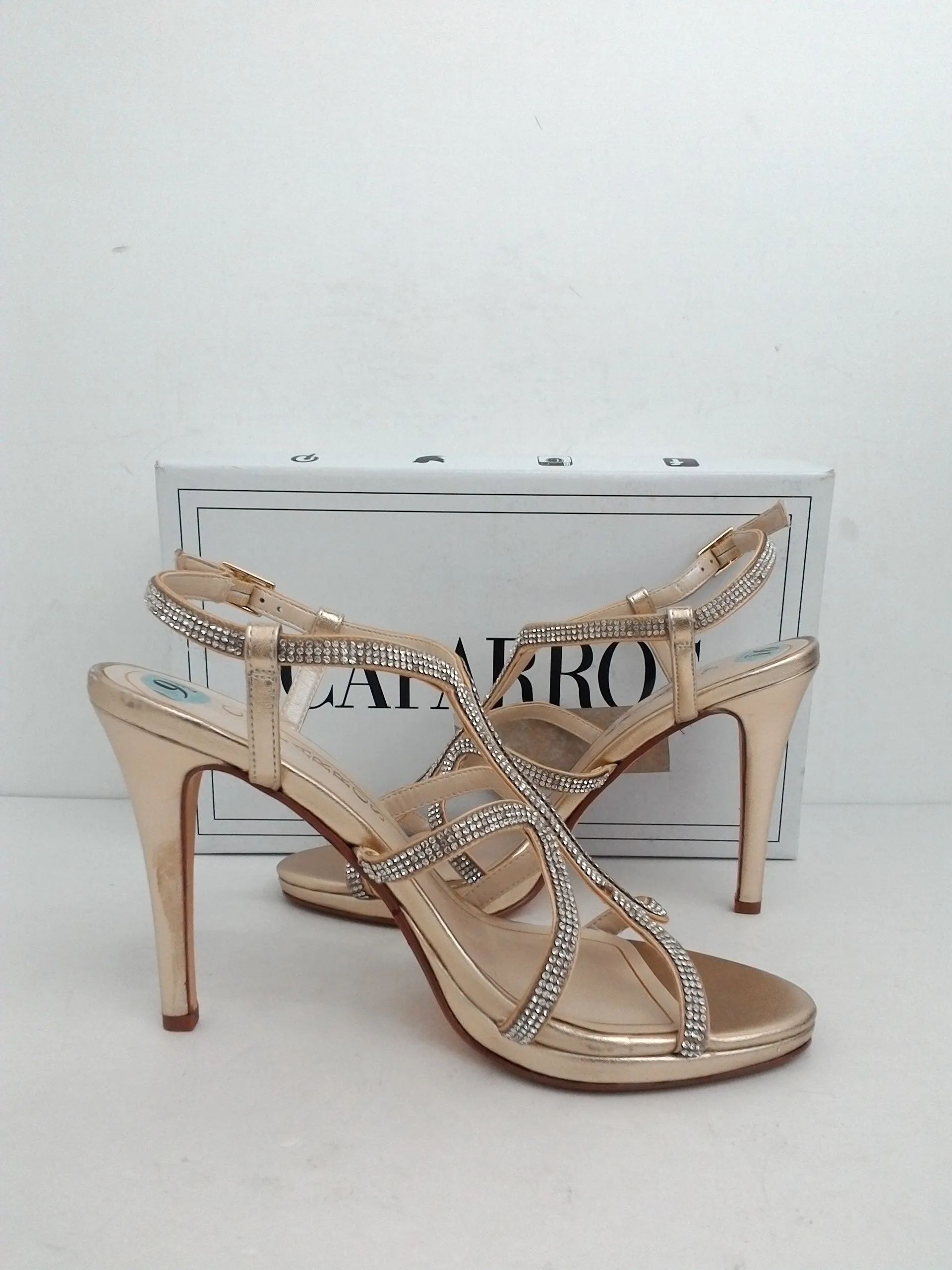 Caparros Women's Pizzaz Gold Metallic Heeled Sandals Size 9.5 B