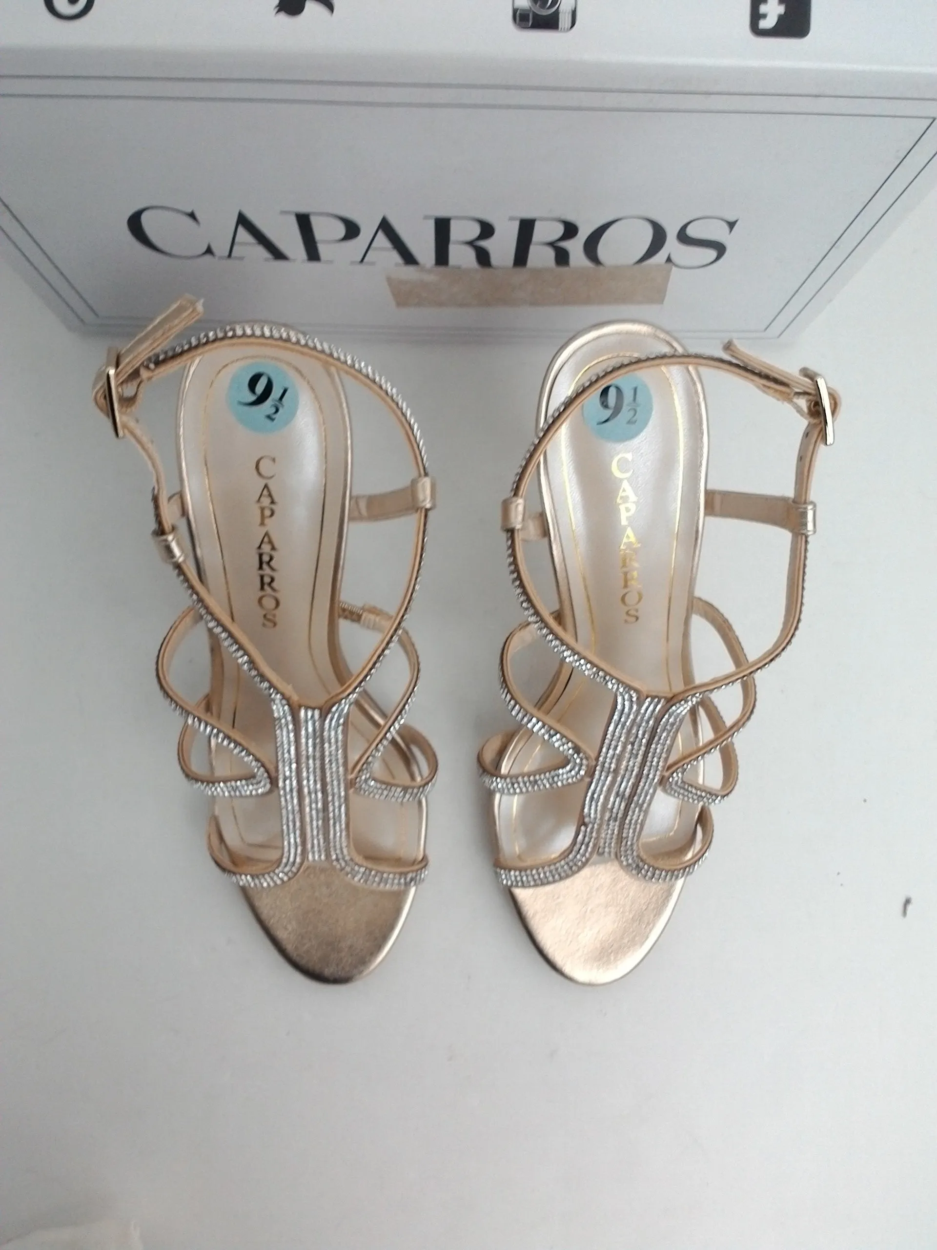 Caparros Women's Pizzaz Gold Metallic Heeled Sandals Size 9.5 B