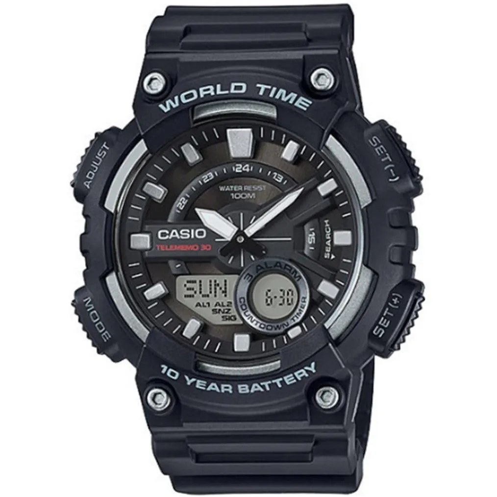 Casio Classic 52mm Black Resin Analogue-Digital Men's Watch - AEQ110W-1B